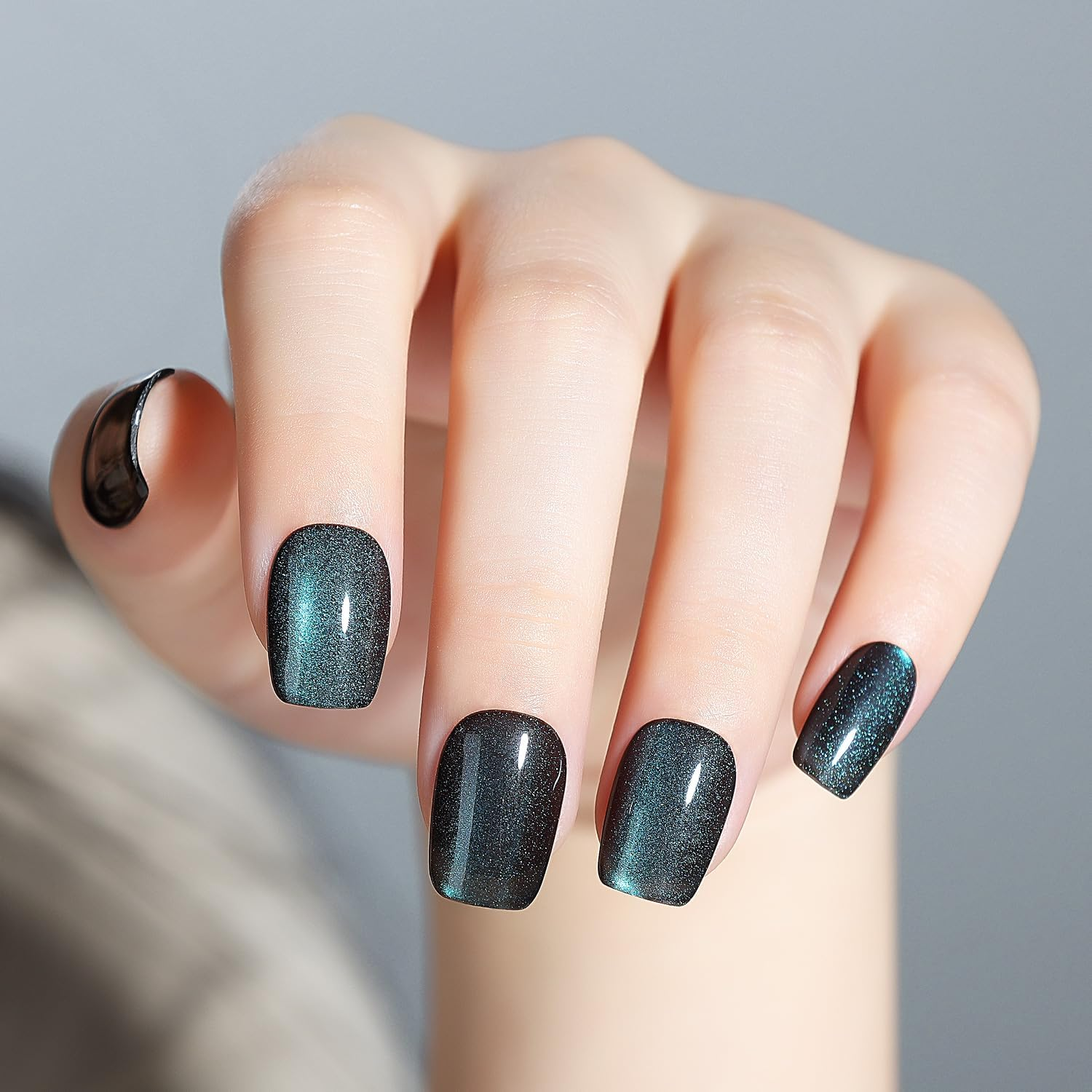 Nicedeco Cat Eye Press on Nails - Full Cover Nail Tips Soft Gel Nail Tips False Nail Tips Kit 25-30 Pieces - 005