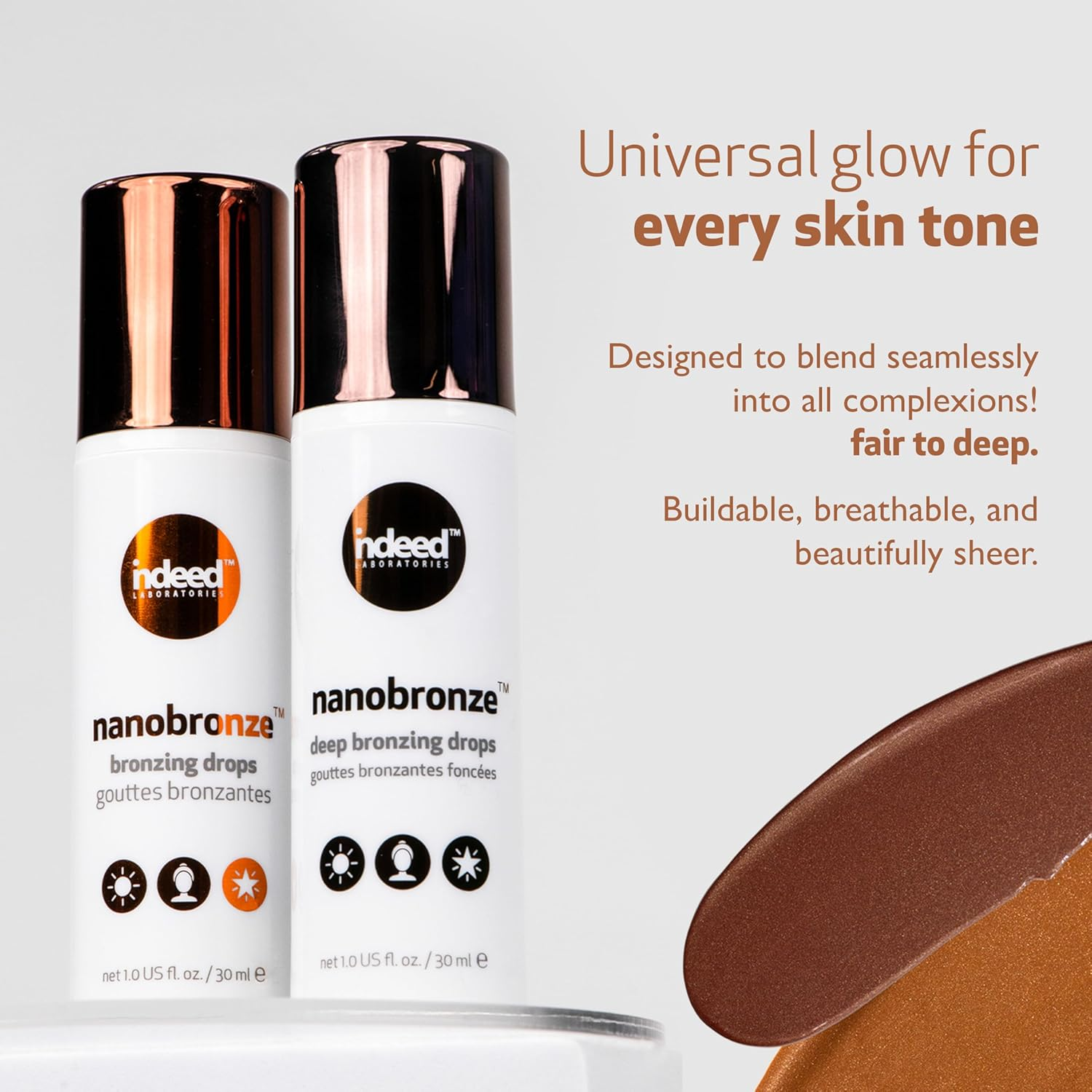 Indeed Labs Nanobronze Drops - Get a Sun-Kissed Glow without the Sun! Bronzing Drops with Hyaluronic Acid Instantly Bronze, Blur, and Hydrate Skin. 30Ml image number 3