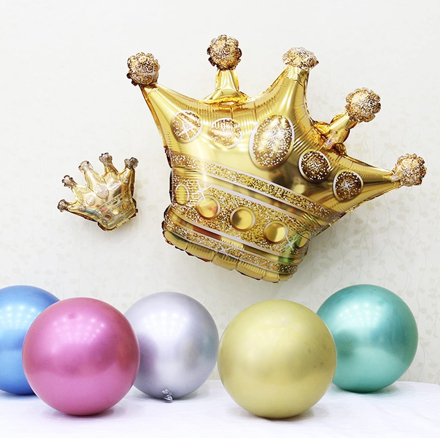 4Pcs Gold Crown Foil Balloons Decorations.Wedding Bridal Shower Marriage Engagement Party Supplies image number 3