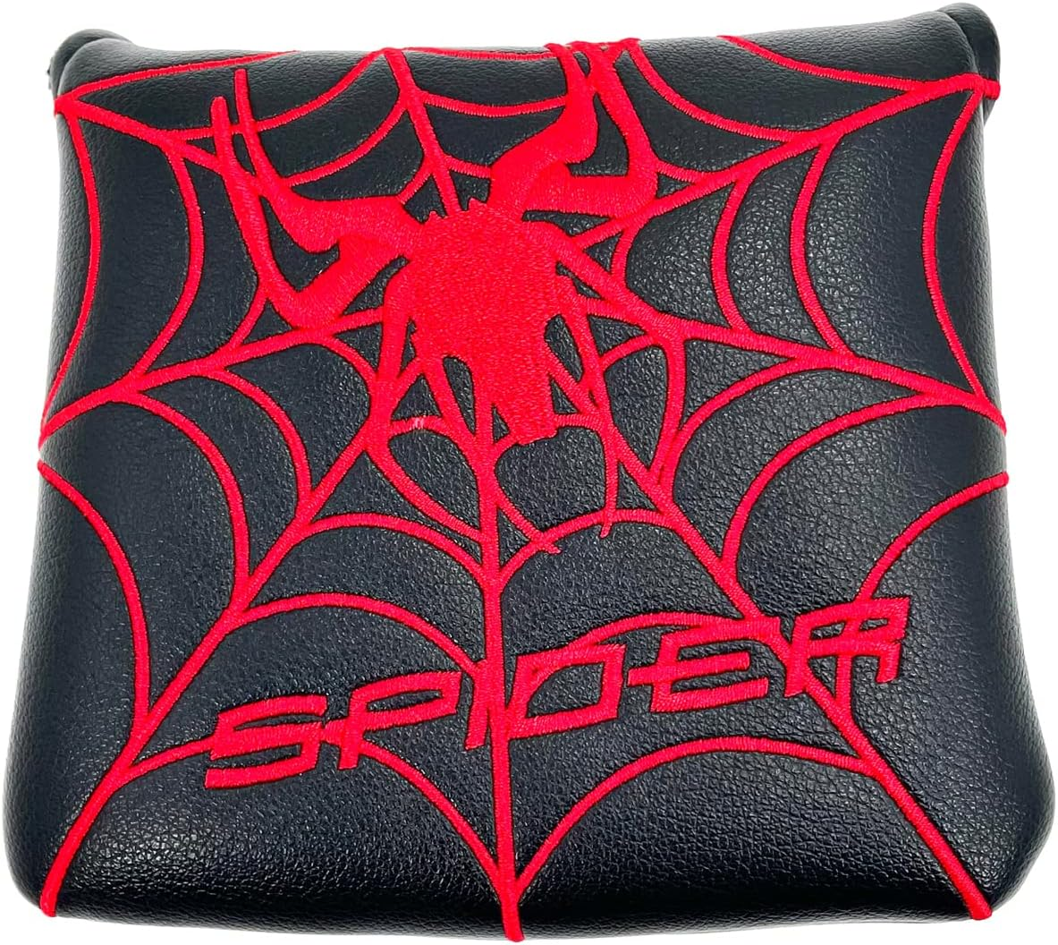 Black with Red Spider Embroidery Golf Club Square Mallet Putter Cover Magnetic Golf Headcover