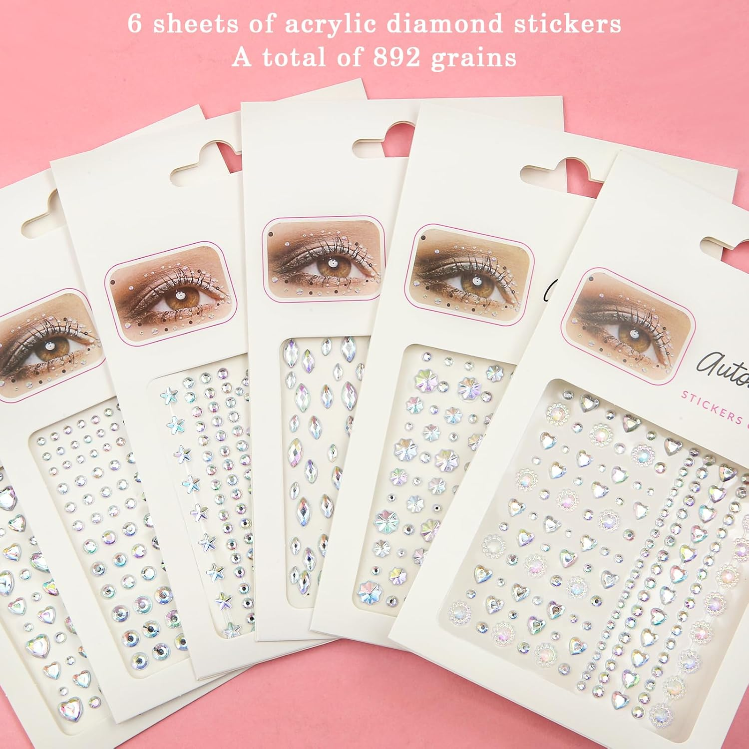 Self Adhesive Face Gems,892Pcs Face Eye Hair Jewels Rhinestones Stick on Acrylic Jewels for Makeup DIY Craft Body Nail Party Decoration image number 6