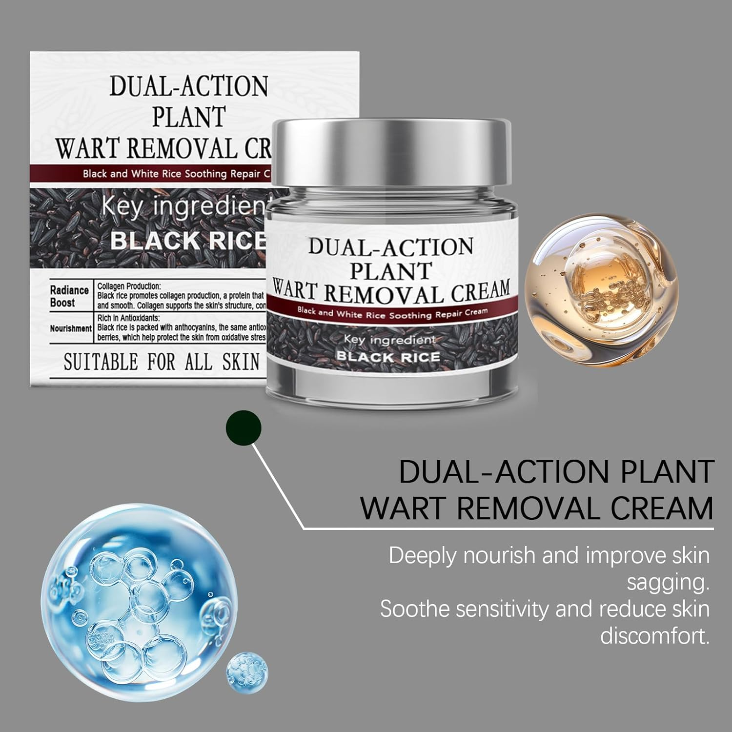 Keratin Erase Dual-Action Renewal Cream,Black and White Rice Cream,Professional Hydrating Care,Natural Body Serum Suitable for All Skin Types image number 6