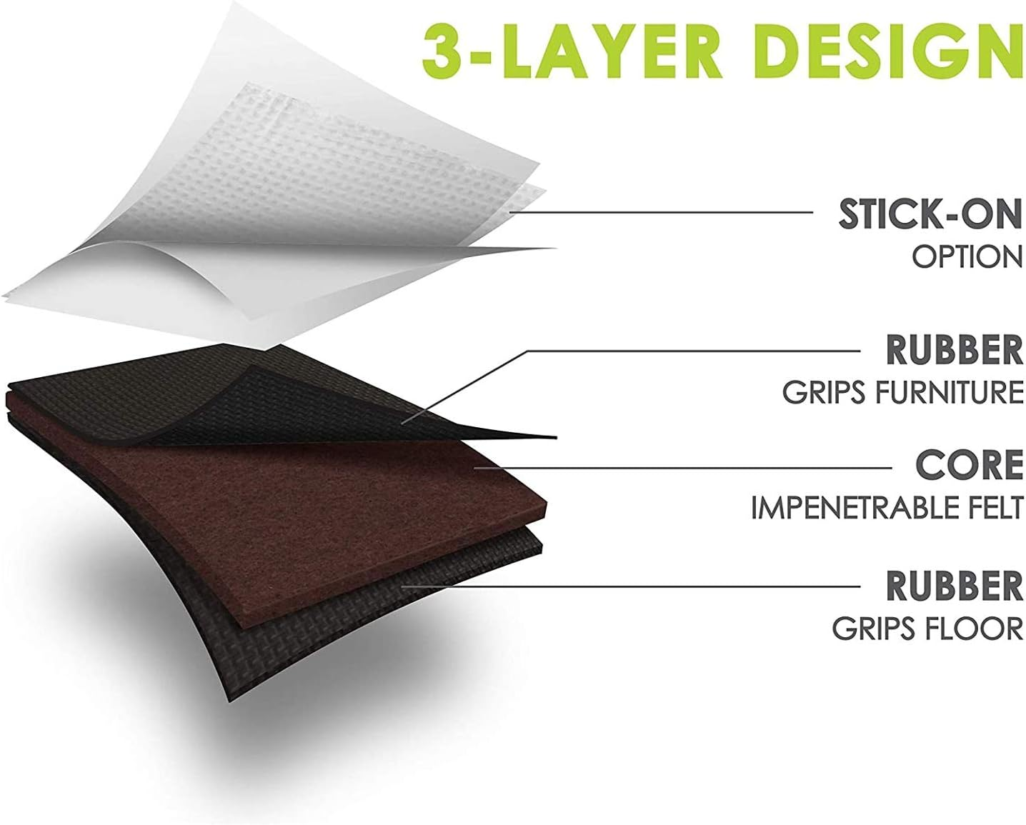 Gorillapads Non-Slip Furniture Pads/Grippers, Rubber Floor Protectors for under Furniture, Black (2.5" Pre-Scored) image number 3