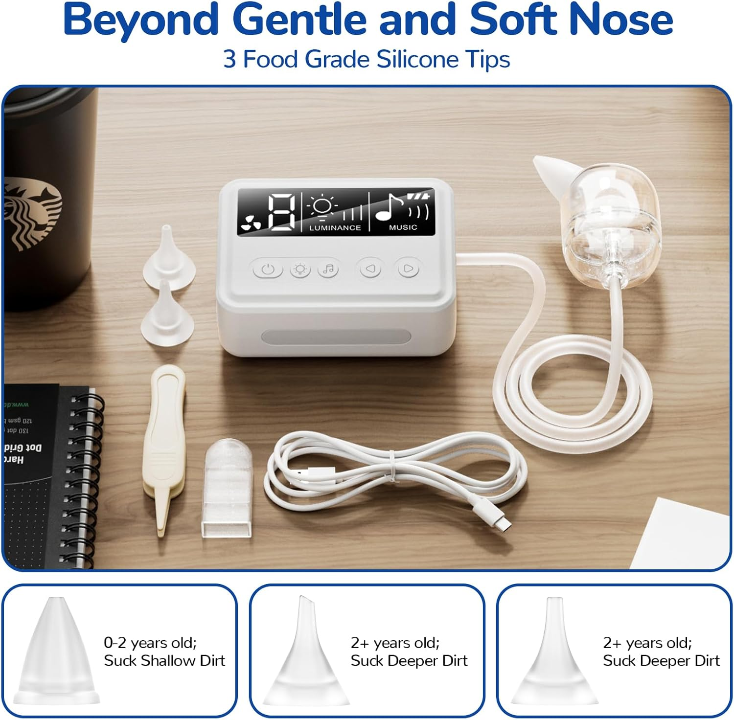 IUZUO Nasal Aspirator for Toddler, Electric Nose Aspirator for Baby, Baby Nose Sucker, Electric Nose Suction with Night Light and Music, LED Display image number 4