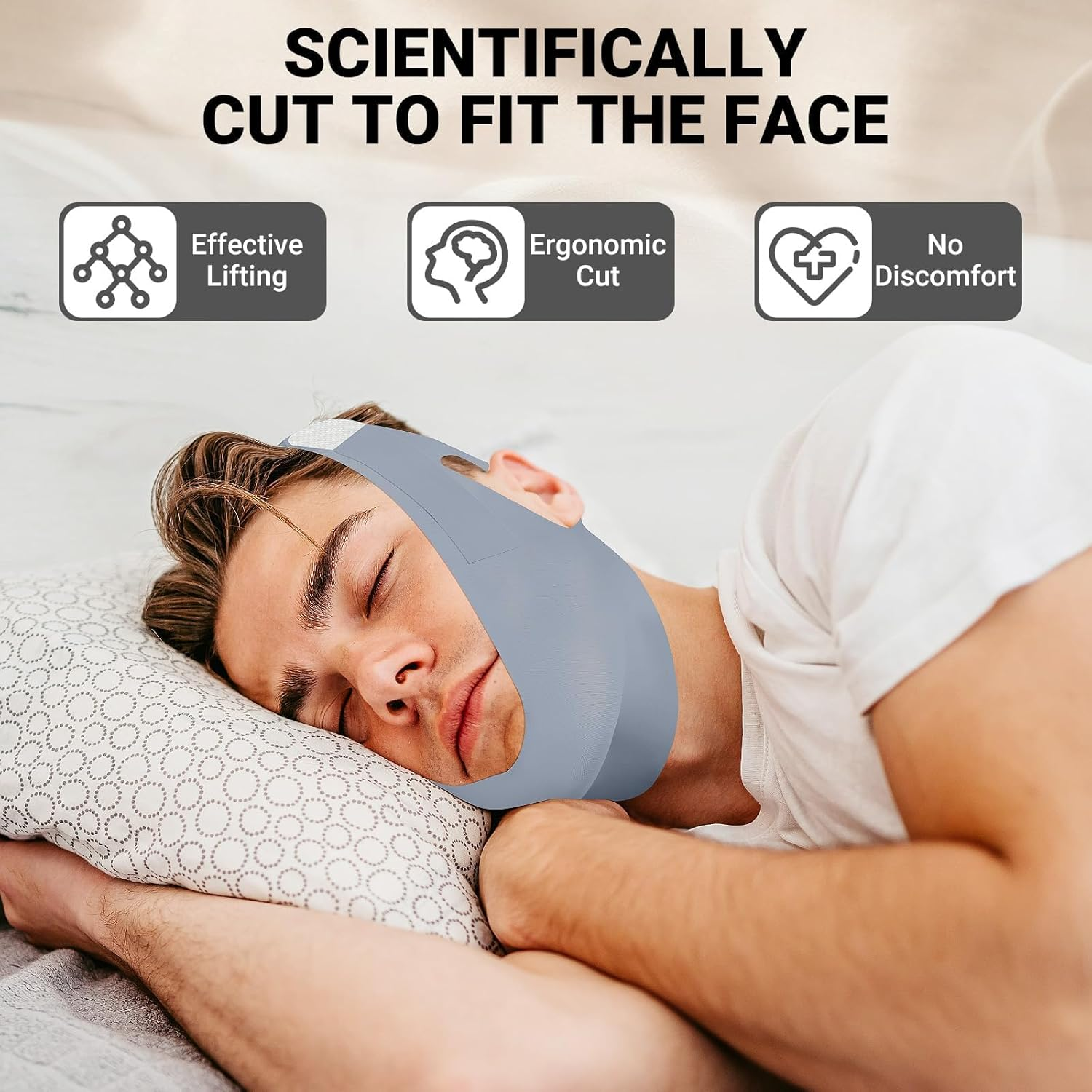 Anti Snore Chin Strap for CPAP Users, Snore Stopper with Adjustable Velcro Chin Strap for Sleeping Comfortable Stop Snoring Solution anti Snoring Devices Breathable and Reusable （Two Couple Outfits）