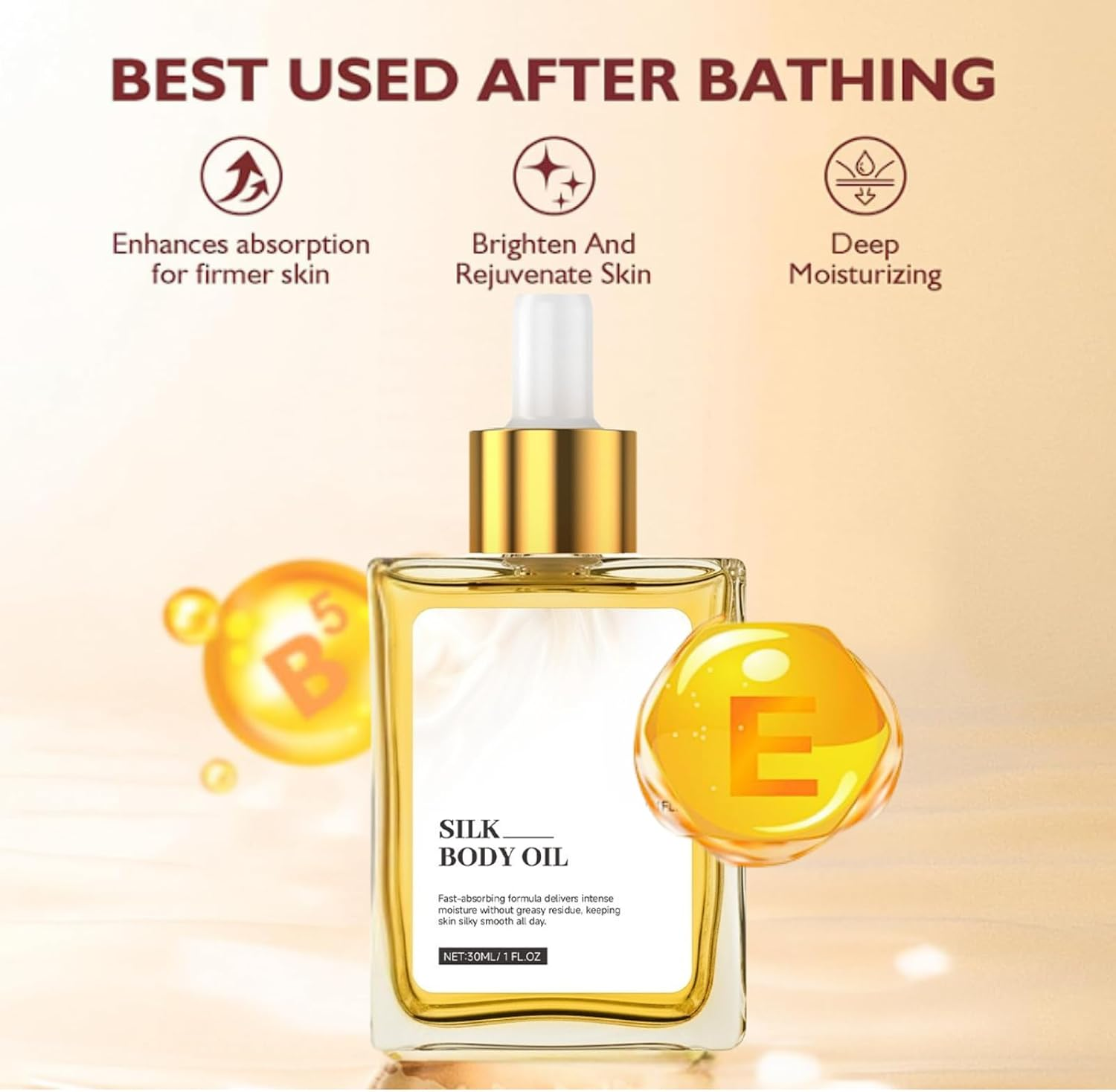 Gouda Silk Body Oil, Body Perfume Oil for Women, Bath & Shower Essential Oil for Smooth and Hydrated Skin, Refreshing Non-Greasy, Infused with Shea Butter, Coconut Oil, Vitamin E (2Pcs) - 1Pcs image number 5