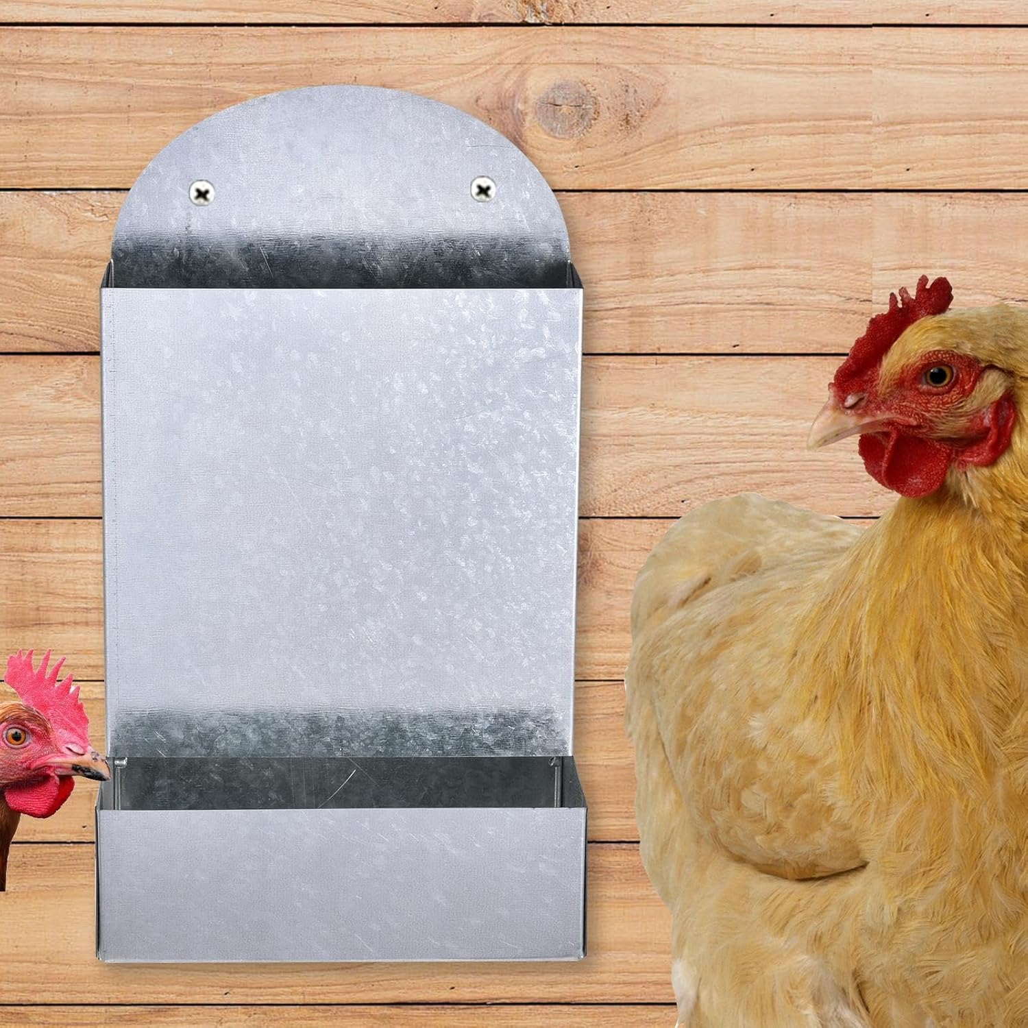 Chicken Grain Feeder - Multifunctional Grain Feeder - Portable Metal Large Grit Feeder Automatic Cooperation Accessories for Feeding Outdoor Duck Farm image number 1