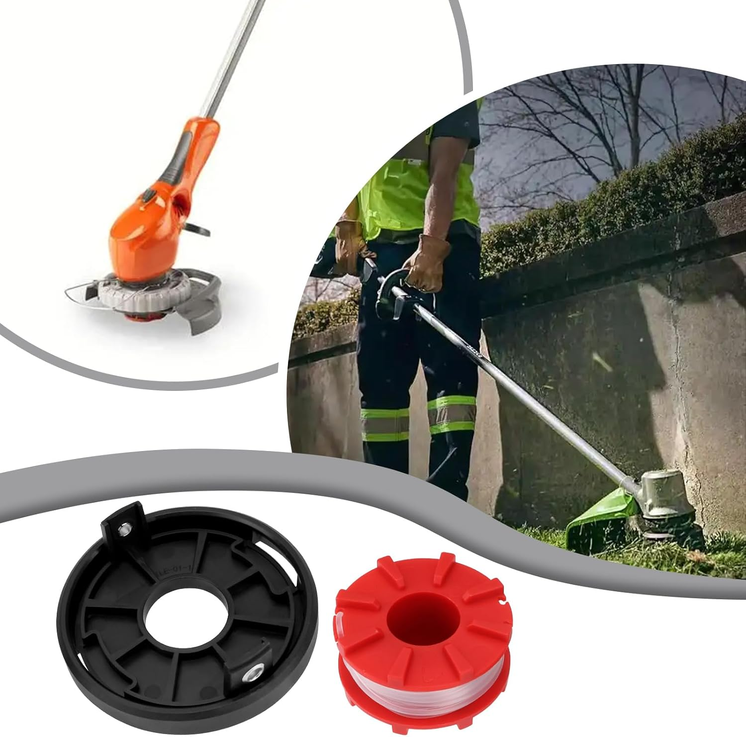 Ecsing 1 Set Lawn Trimmer String Trimmer Line Spool Compatible with Einhell GE-CT 36/30 LI E SOLO Compatible with AGILLO 36/255 BL-SOLO Compatible with AGILLO 18/200