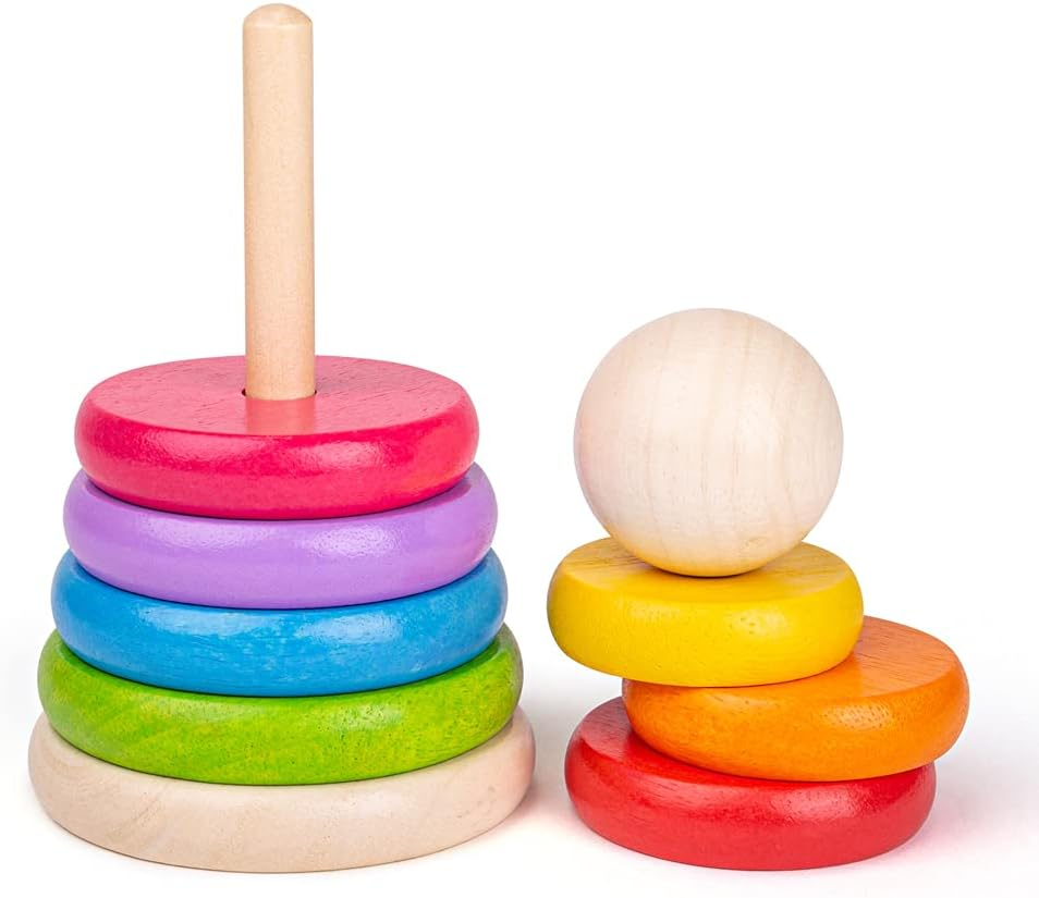Bigjigs Toys, My First Rainbow Stacking Toy, Wooden Toys, Baby Toys, Wooden Stacking Toys, Ring Stacker, Toddler Toys, Wooden Toys for 1 Year Olds image number 6