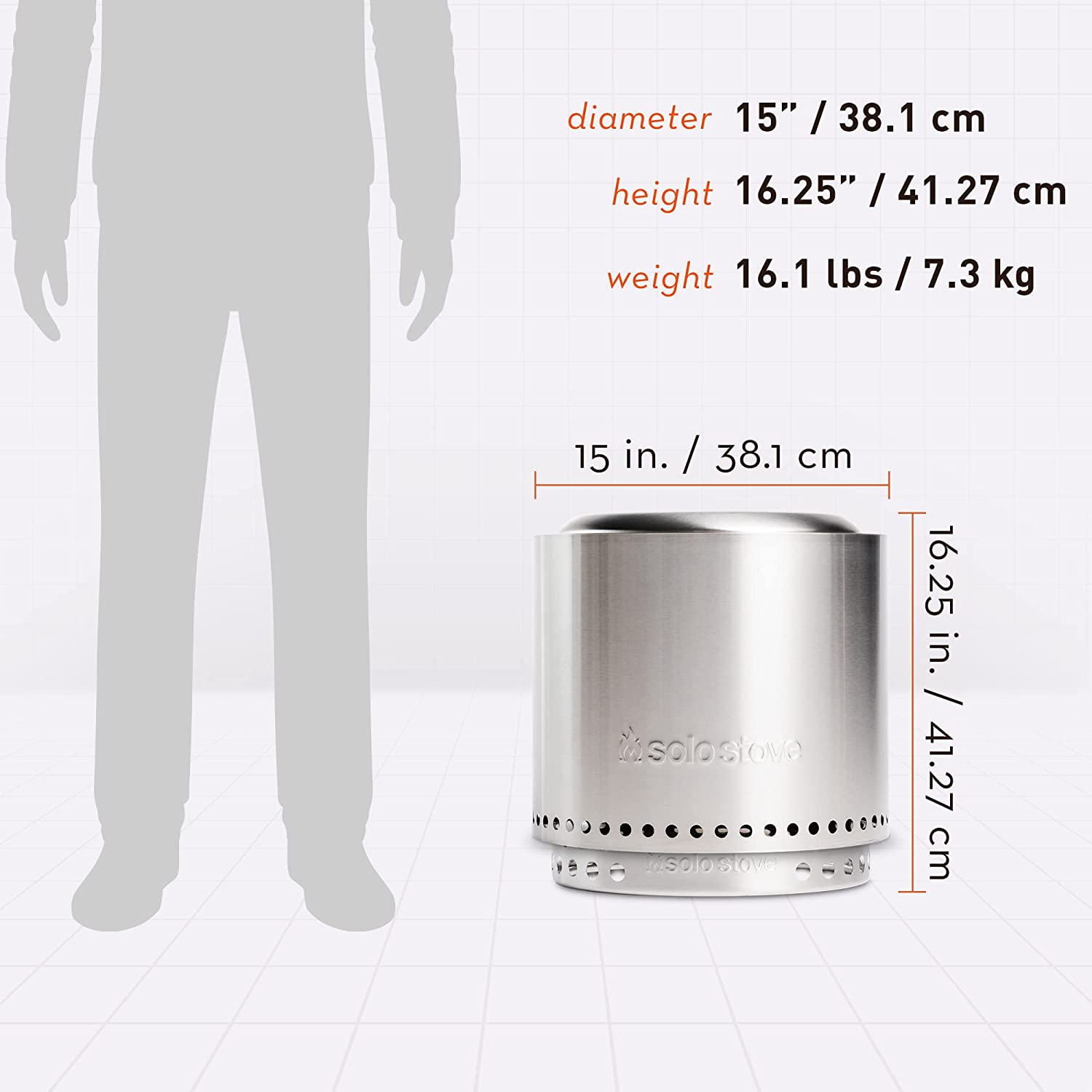 Solo Stove Ranger 2.0 with Stand, Smokeless Fire Pit | Wood Burning Fireplaces with Removable Ash Pan, Portable Outdoor Firepit - Ideal for Camping, Stainless Steel, H: 38.7 Cm X Dia: 38 Cm, 7.5 Kg image number 2