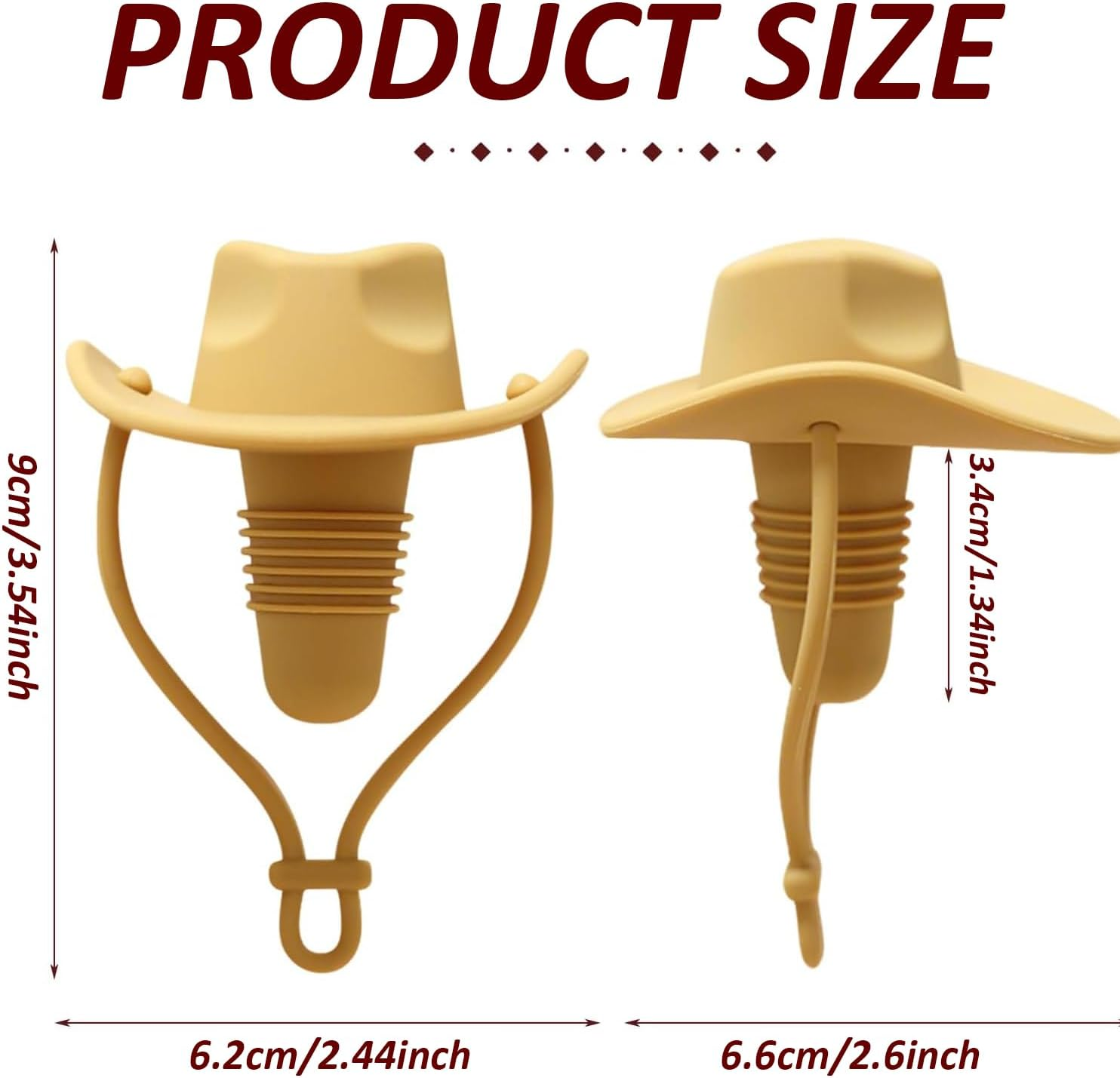 Xinghonyac 4 Pcs Silicone Wine Stoppers, Cowboy Hat Wine Stopper, Reusable Sparkling & Champagne Corks, Sealed Beverages Beer Bottle Caps, Keeps Wine Fresh image number 2