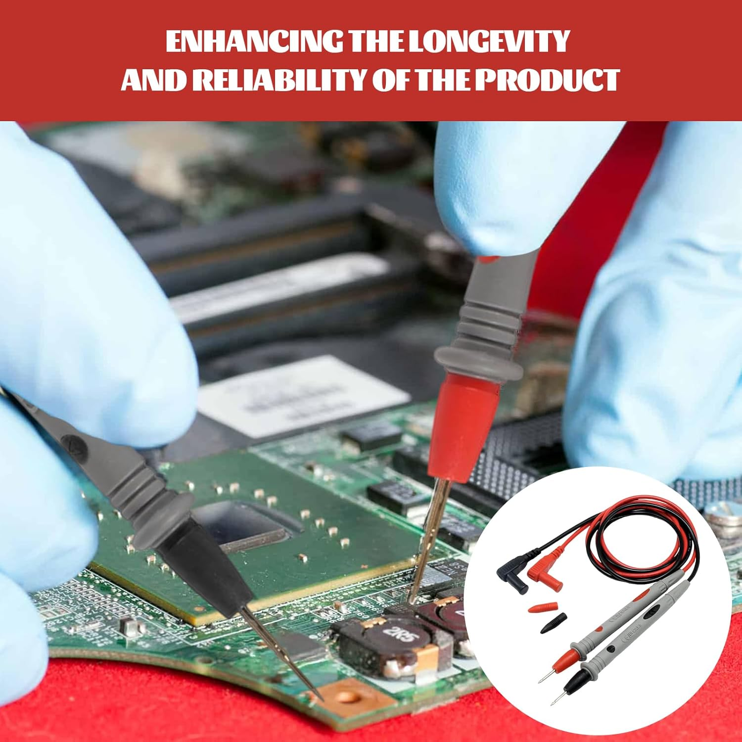 Multimeter Leads, Lead Test Kit, 2Pcs Alligator Clips, Soft Silicone Electrician Test Leads Kit CAT III 1000V, Multimeter Leads 20A with 1000V 10A Crocodile Clips and 2Pcs Needle Probe image number 2