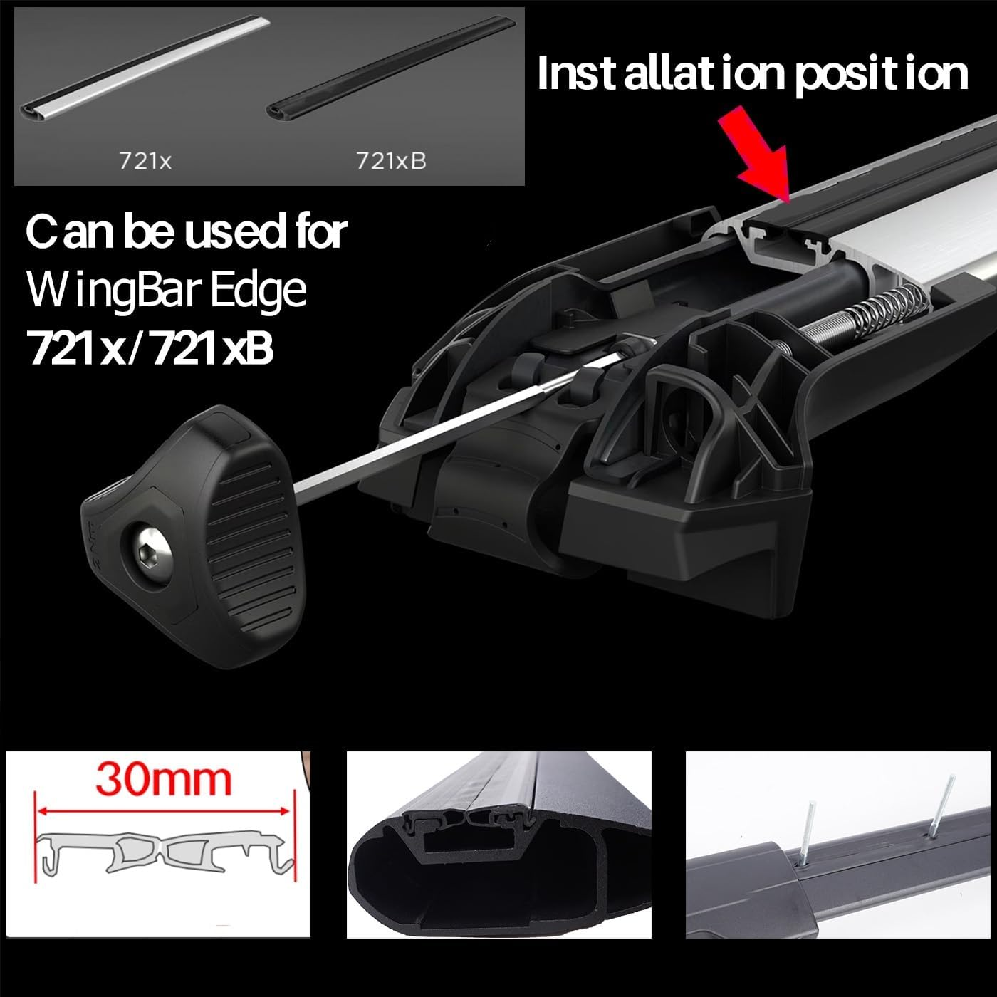 2Pcs Rubber Strip for Thule Car Roof Rack Crossbar 53 Inchs, Wingbar Evo Edge 711X/721X with Quick Accessinterf, T-Slot Sealing Strips Noise Insulation Sealant Windshield Edge Sealing