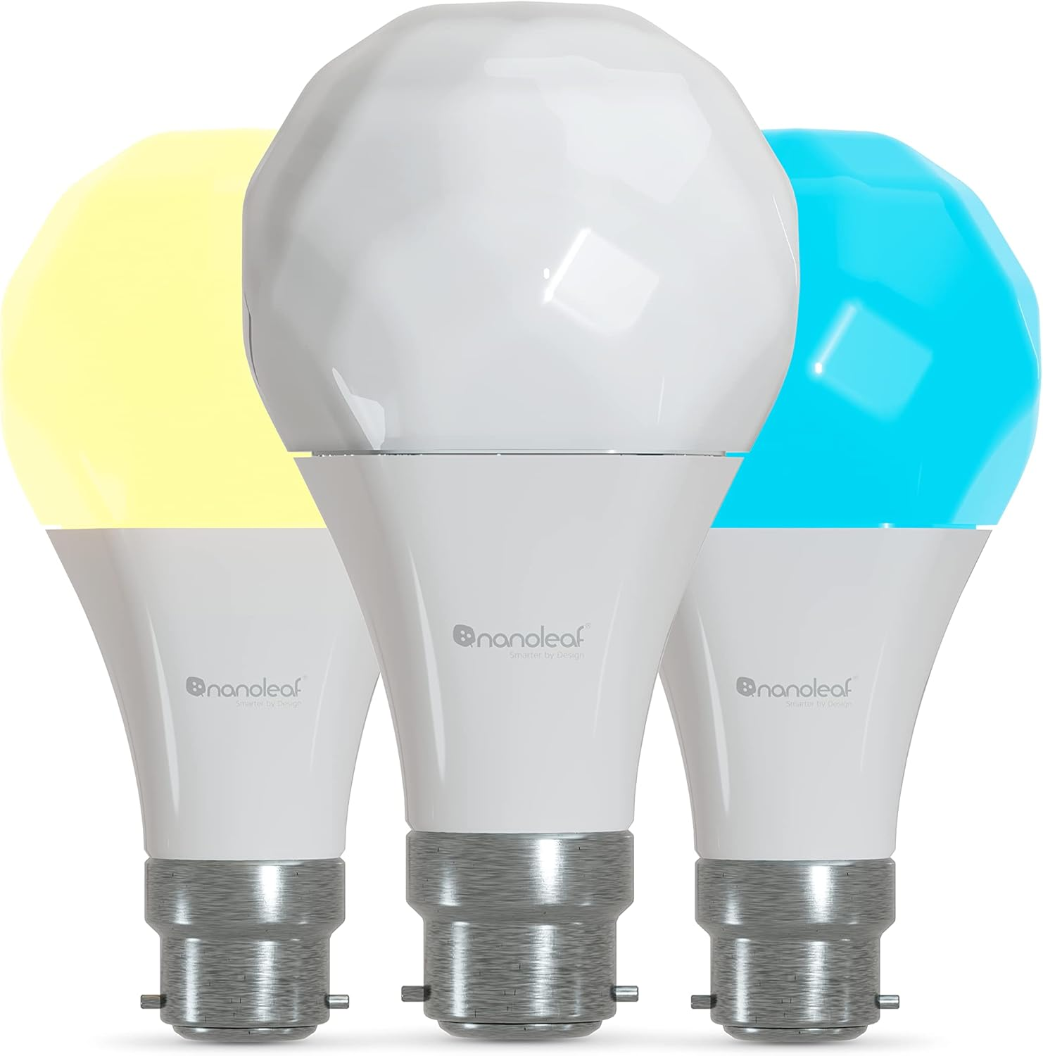 Nanoleaf Essentials B22 LED Bulbs, Pack of 3 RGBW Dimmable Smart Bulbs - Thread & Bluetooth Colour Changing Light Bulbs, Works with Google Assistant Apple Homekit, for Room Decor & Gaming image number 1