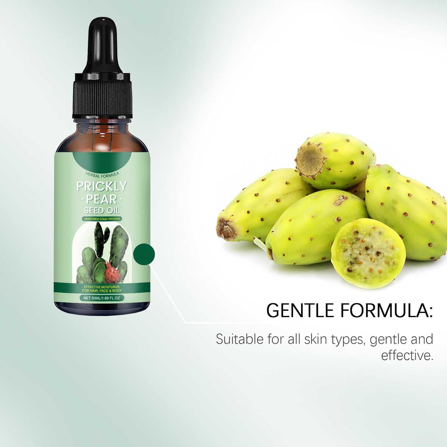 Qguojie Organic Prickly Pear Seed Oil 50Ml | 100% Pure Natural Cactus Oil for Face, Hair & Body | Skin Moisturizer for Firming, Hydrating & Anti-Aging | All Skin Types (3)