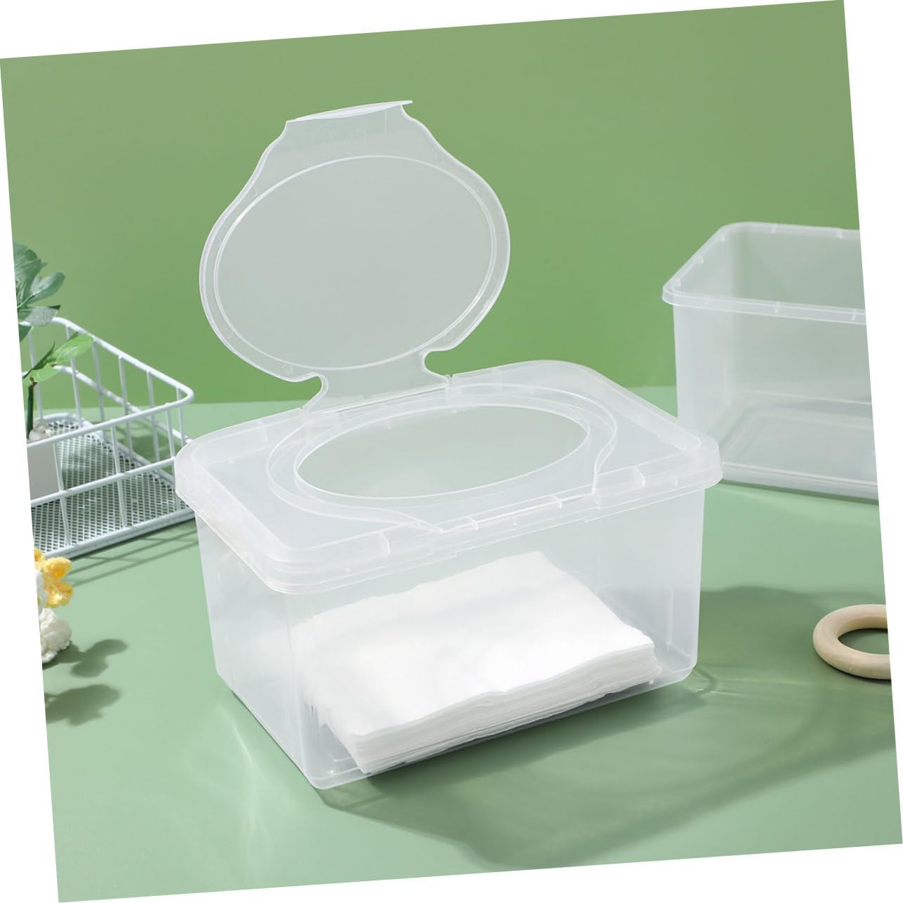 4Pcs Baby Wipes Dispenser Refillable Wet Tissue Case with Lid Dustproof Pp Plastic Holder for Home and Travel Use Easy Access for Baby Care image number 4