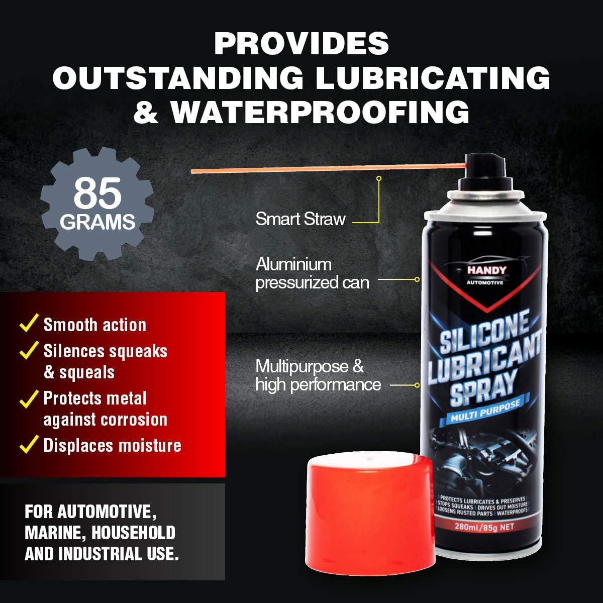 Handy Automotive 244362 Multi-Purpose Silcone Lubricant Spray, 280Ml/85G image number 2