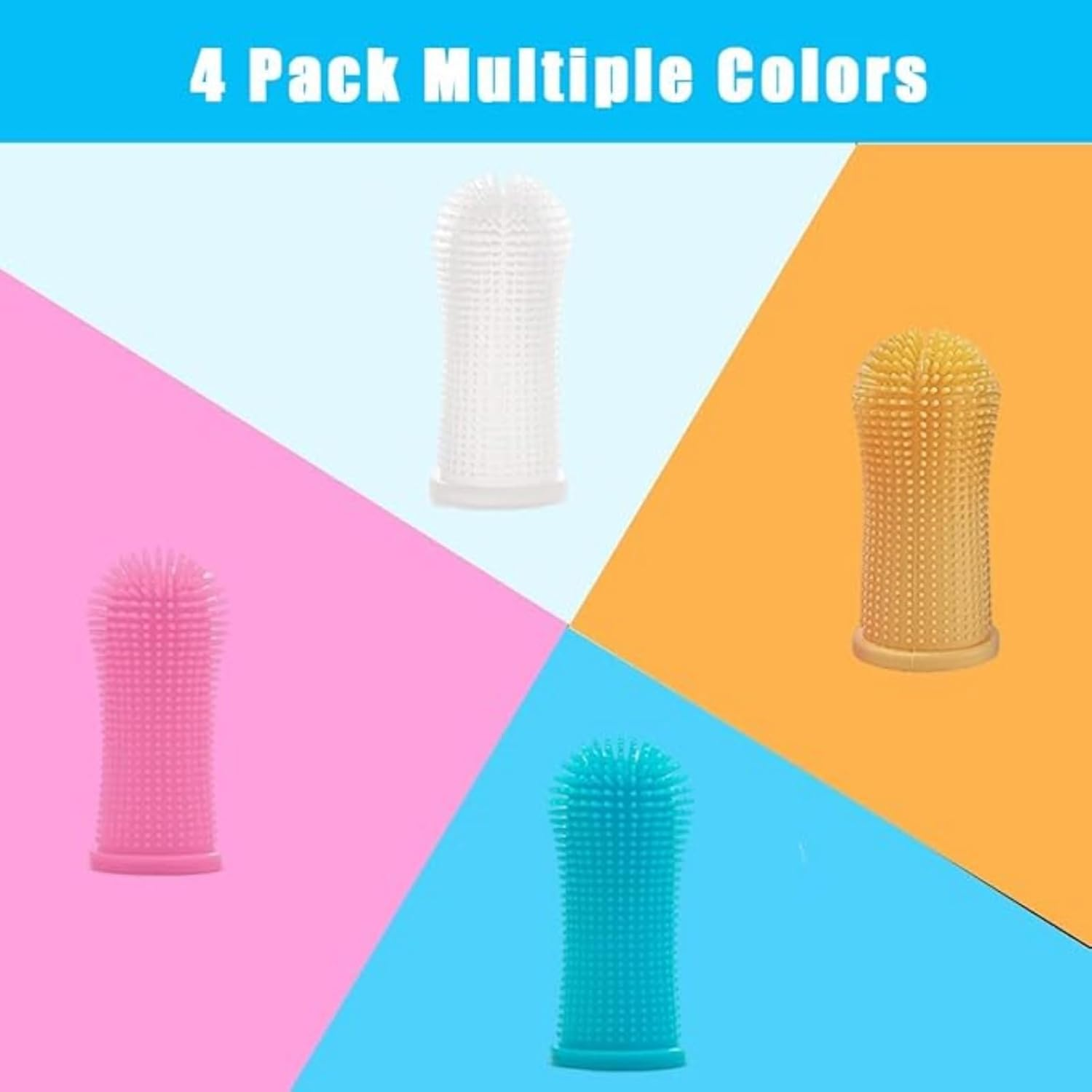 RODISHOMM 4Pcs 360&ordm; Pet Finger Toothbrush &ndash; Silicone Finger Brush for Dogs and Cats, Full Surround Bristles for Easy Dental Cleaning &ndash; Puppy Toothbrush, Cat Toothbrush, Small Pet Oral Care Tool image number 3