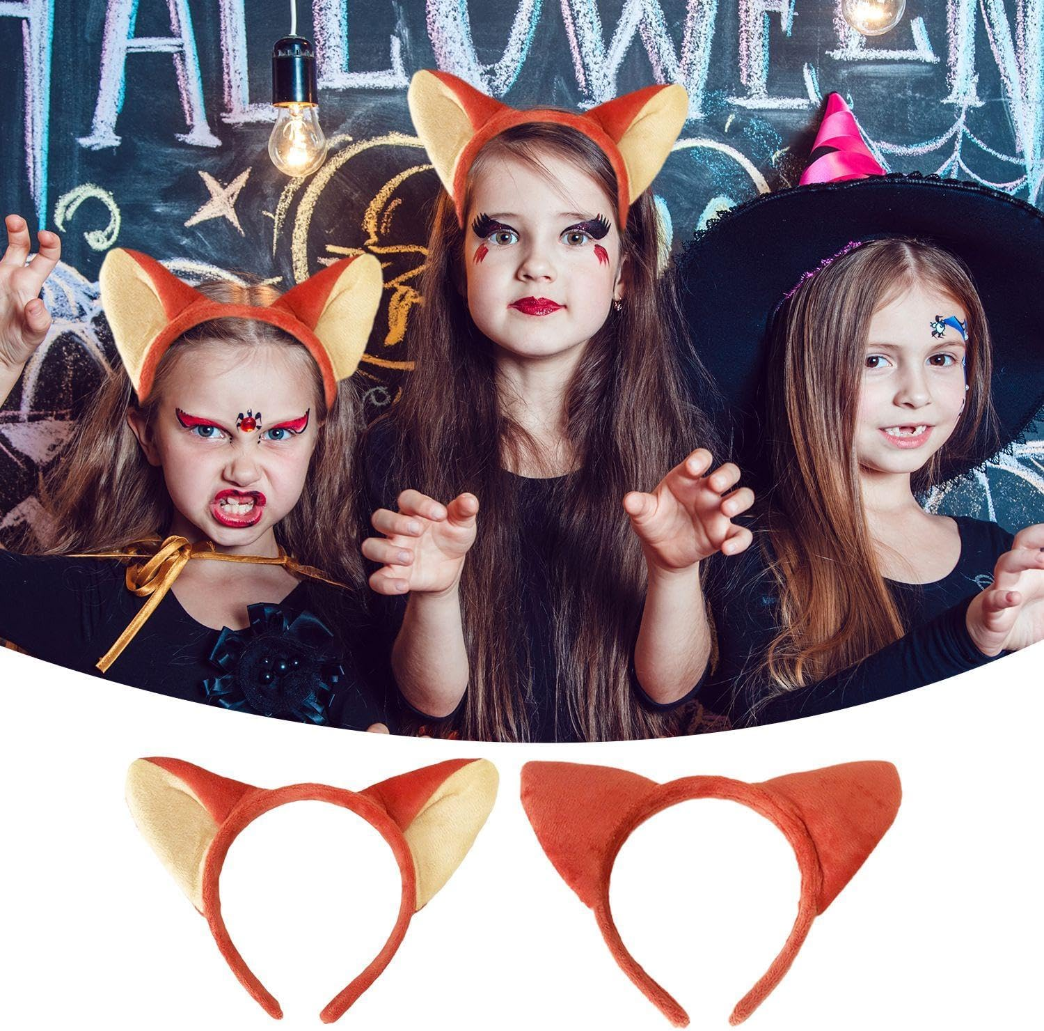 Pack of 3 Fox Ear Headbands, Headbands for Women, Creative Animal Ear Headbands, Cute Plush Headwear, Clothing Decoration image number 1