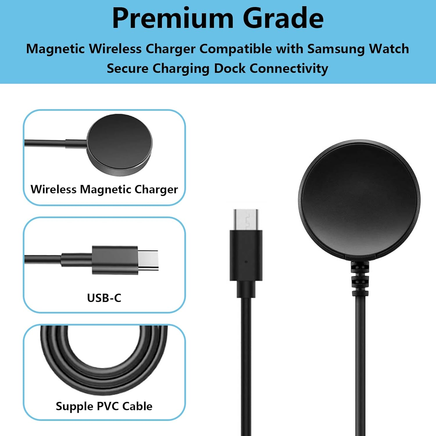 ONBPIY Type C Charger for Samsung Galaxy Watch 8/7/6/5/4/3/Ultra/Classic/Fe 1M Fast Charging Cable Compatible with Multiple Watch Models image number 4