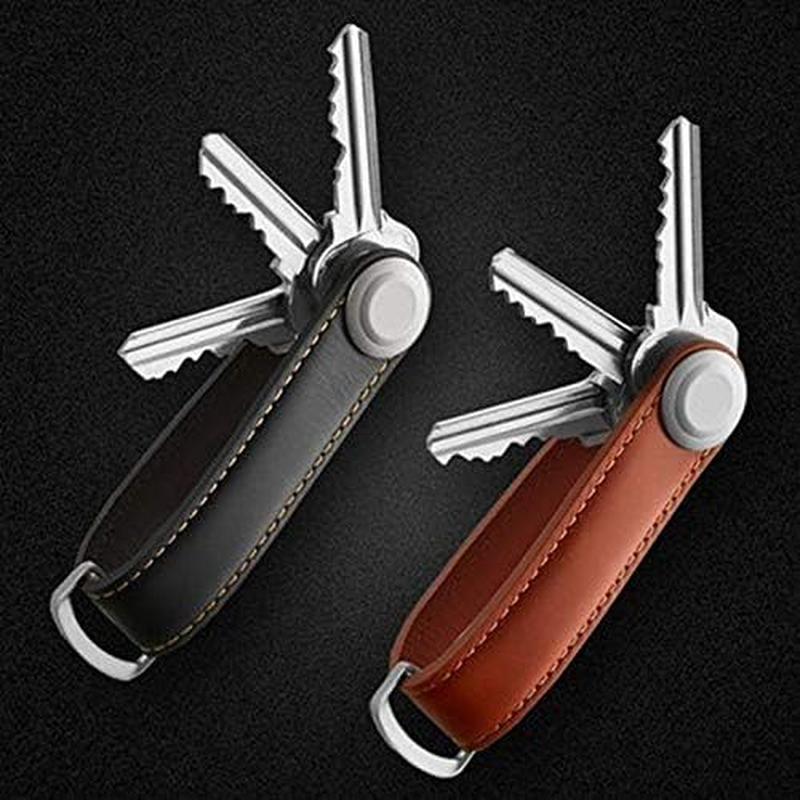 Jingfei Fashion Car Key Pouch Bag Case Wallet Holder Chain Key Wallet Ring Pocket Key Organizer Smart Leather Keychain Black image number 6