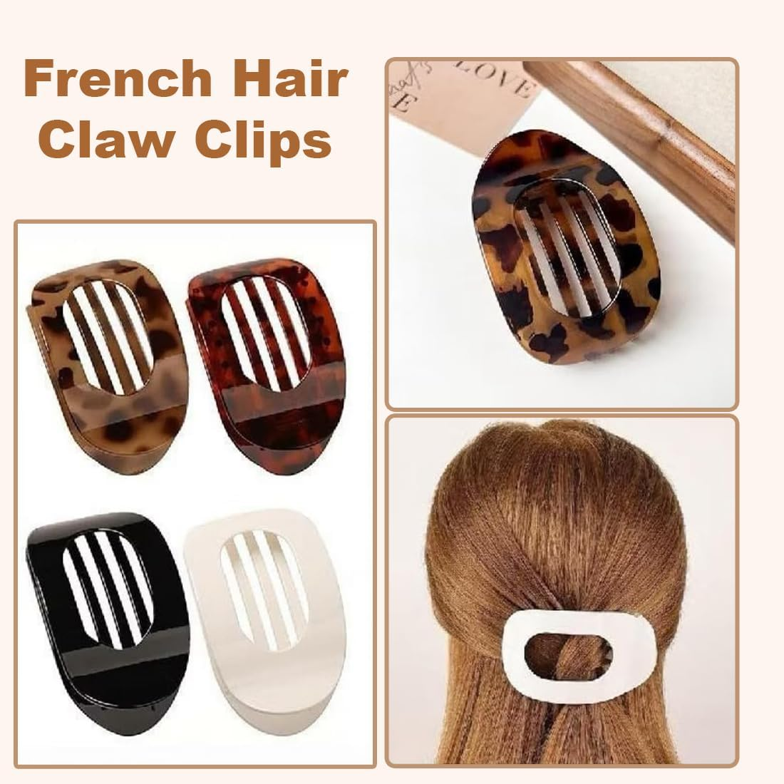 KIRZAX Pack of 4 Hair Clips for Women, Hair Clip, Flat Claw Clip, Hair Clip for Dunn Hair, Strong Hold Side Hair Clips for Everyday Life, Sports, Driving, Lying (Style 1) image number 3