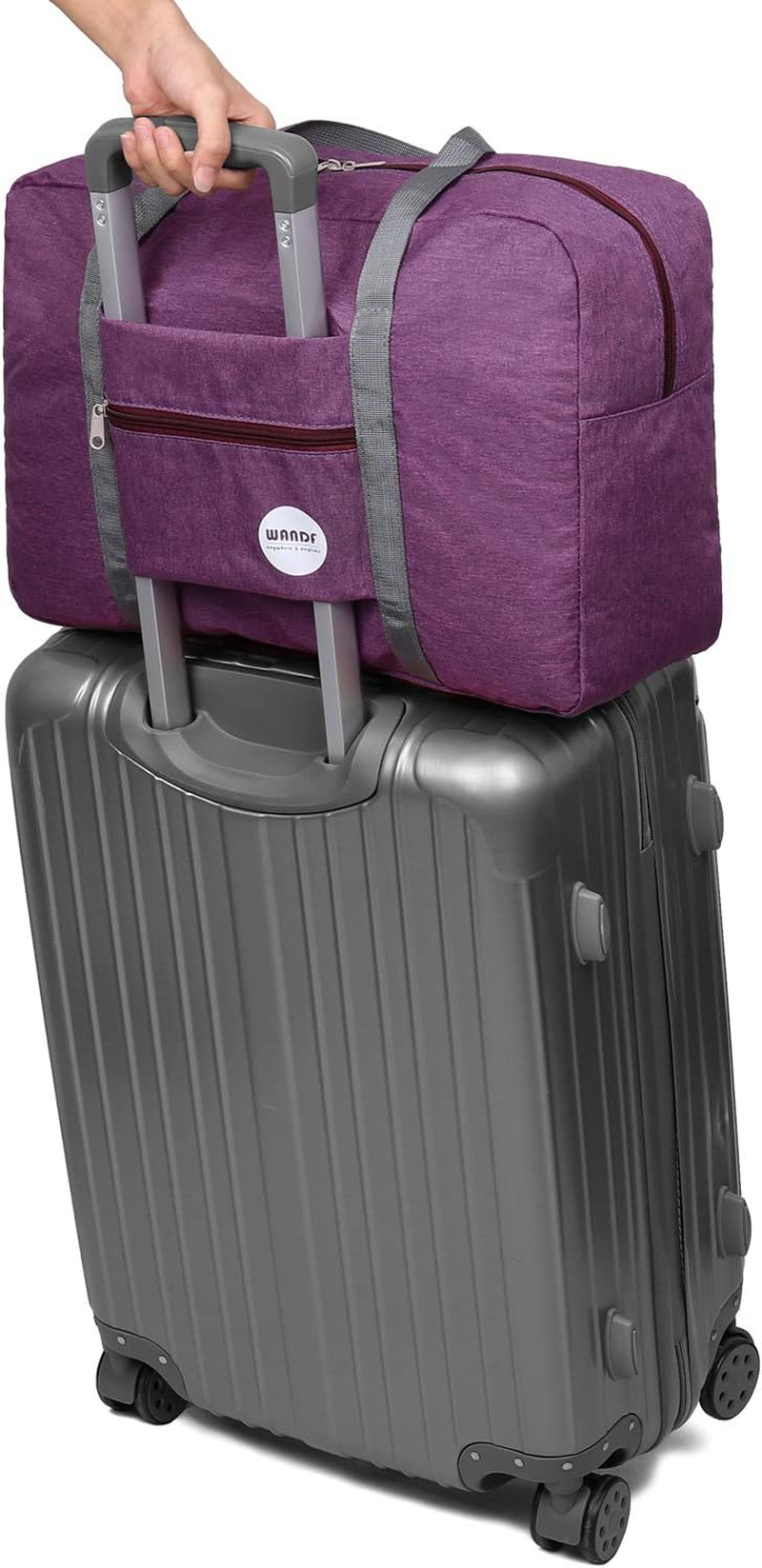 For Spirit Airlines Personal Item Bag 18X14X8 Travel Duffel Bag Underseat Foldable Carry-On Luggage for Women (B- Denim Purple)