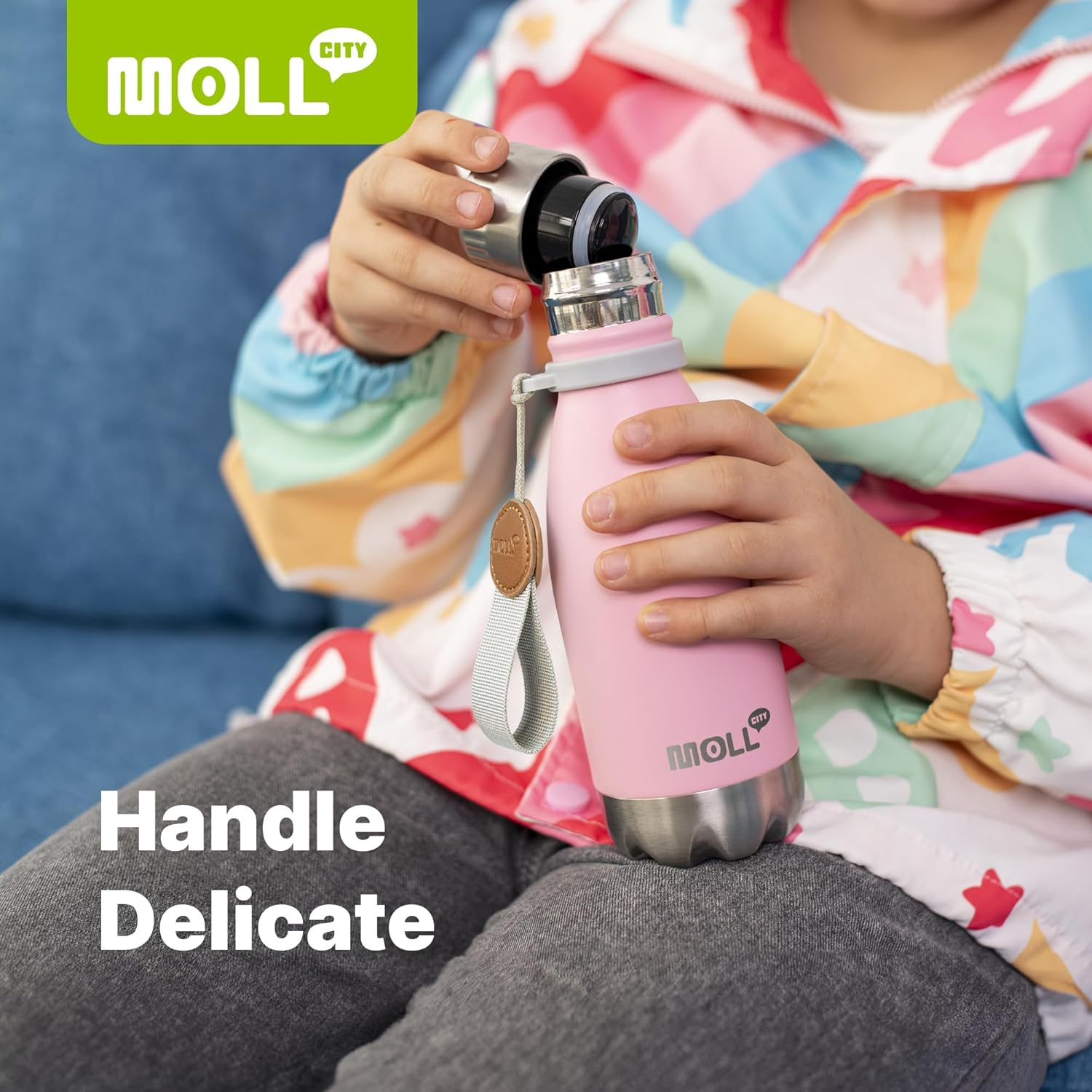 Kids Water Bottle, 350ML Stainless Steel Vacuum Insulated Small Water Bottle for Kids Leak Proof (Silver) image number 3