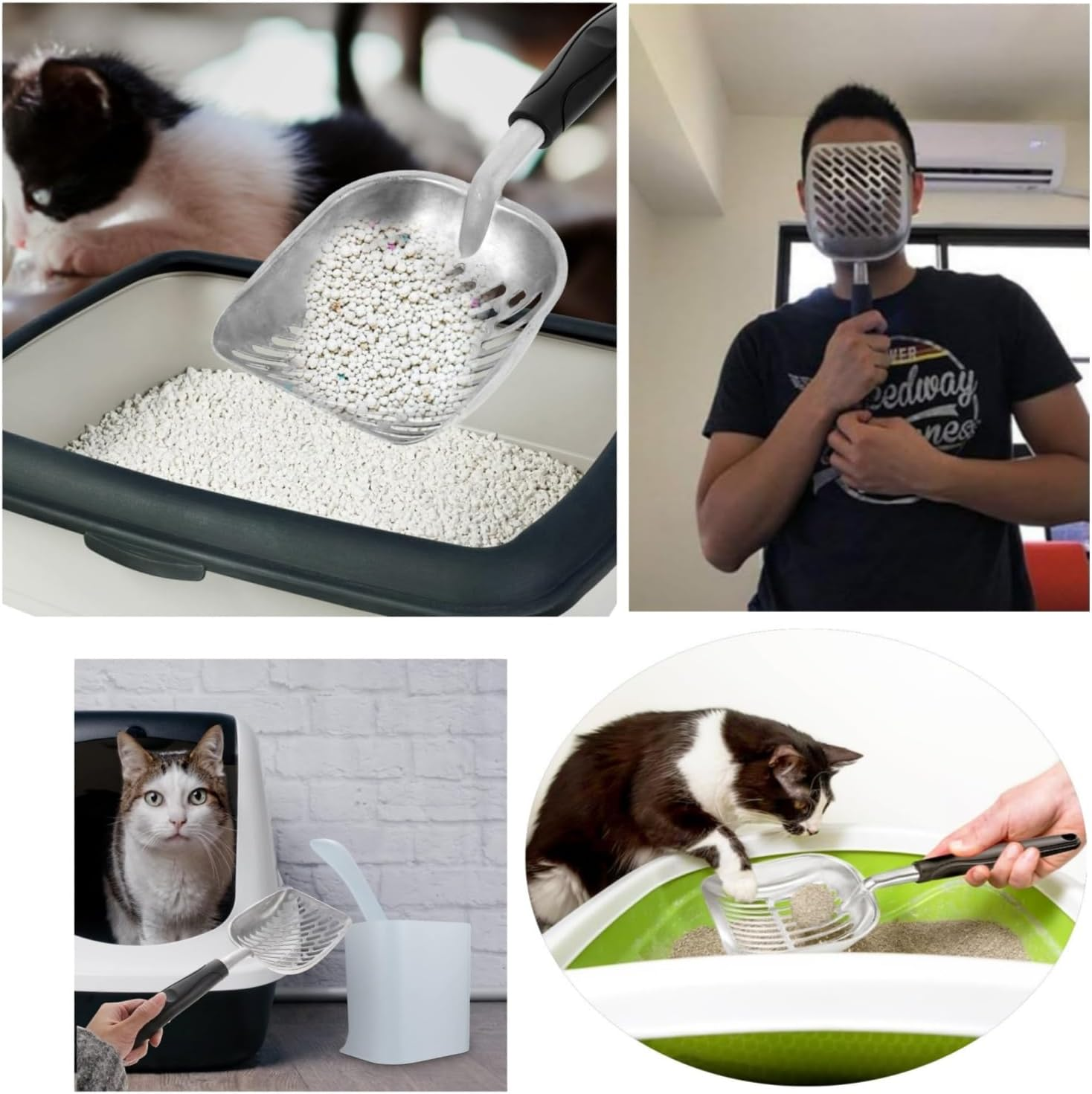 Cat Litter Scoop, Cat Litter Scoop, Metal Scooper, Aluminum Alloy Sifter, Kitty Metal Scooper, Deep Shovel, Long Handle, Poop Sifting, Kitten Pooper Lifter, Durable, for Litter Box, Aluminum image number 4