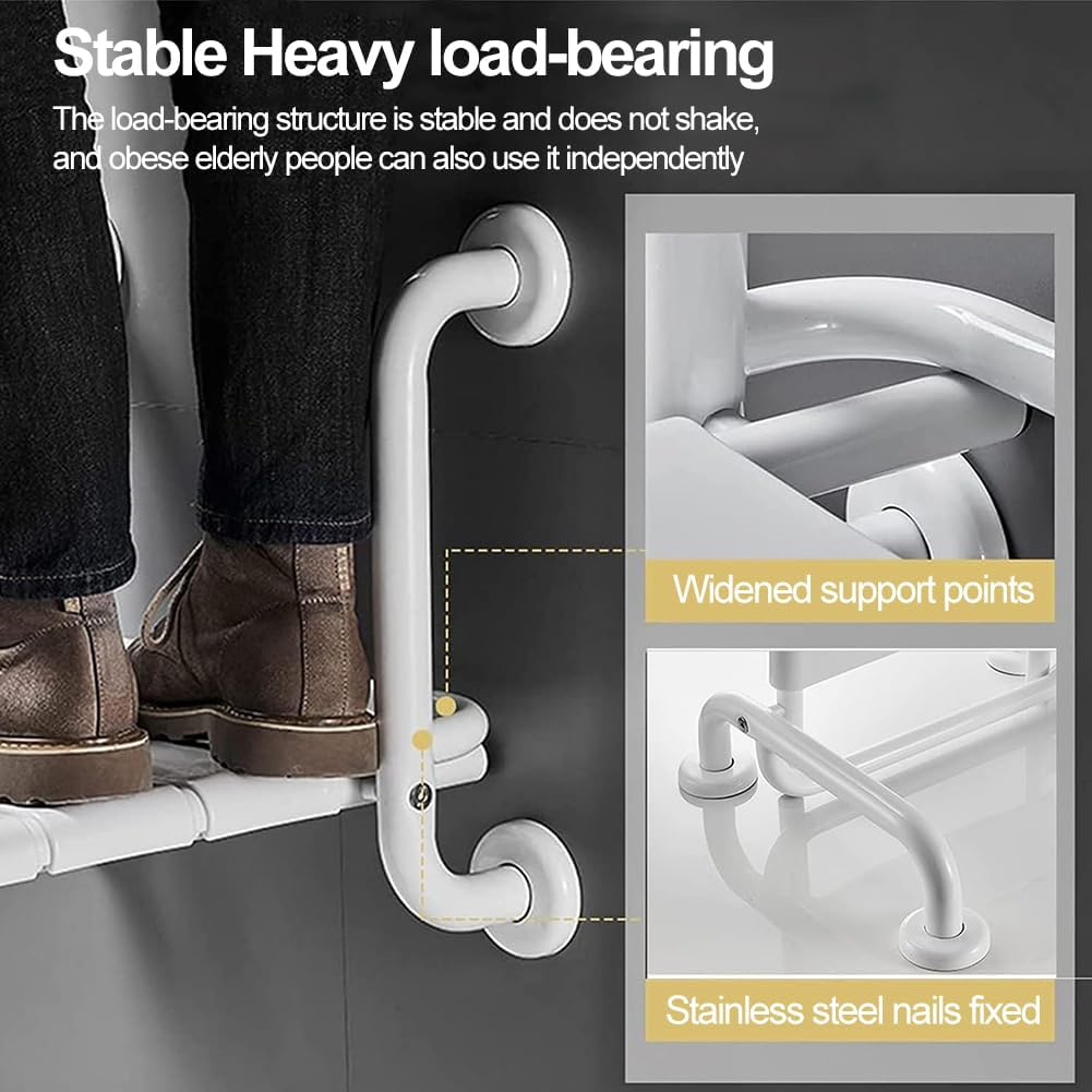 Xoxomeg Folding Shower Seat Wall Mounted, Stainless Steel Folding Shower Stool Non-Slip Wall Mounted Chair for Aid Old Man Shower in Bathroom Folding Shower Non-Slip Chair with Armrest image number 2
