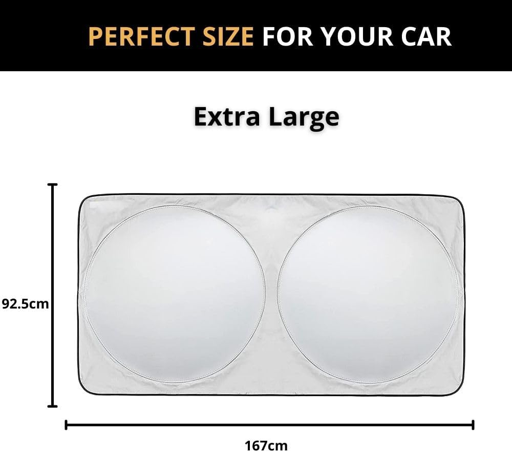 Maro WS-CXL Car Windshield Sun Shade with Storage Pouch and Steering Wheel Cover, Car Sun Visor, Xlarge Size 167 X 92.5Cm image number 5