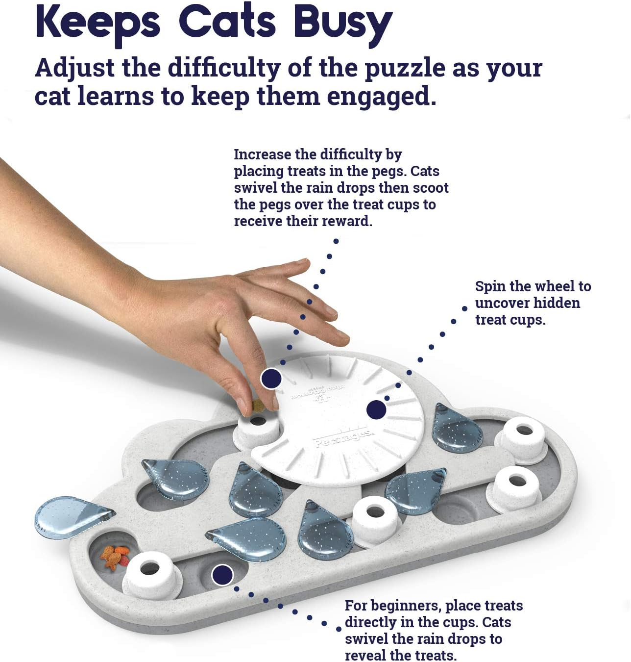 Petstages Nina Ottosson by Rainy Day Puzzle & Play - Interactive Cat Treat Puzzle image number 4