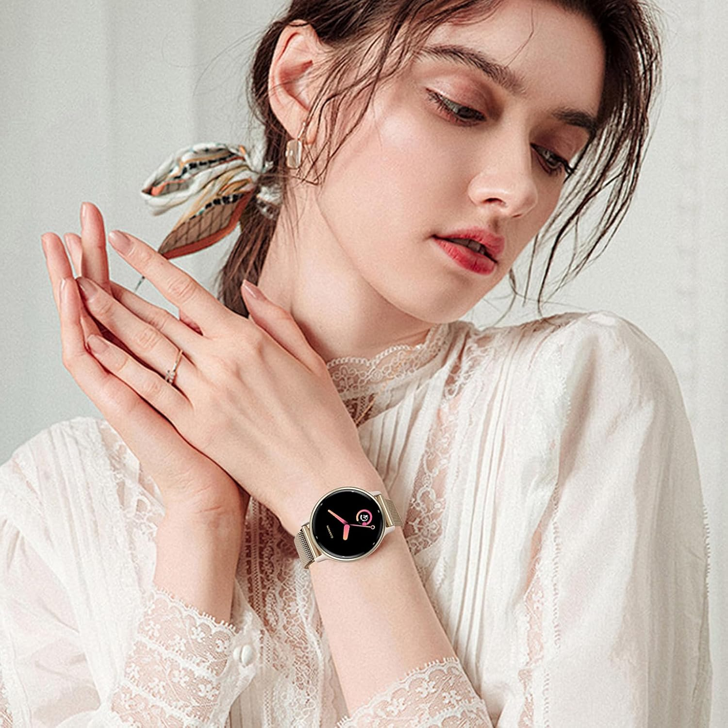 Everact 20Mm Metal Magnetic Compatible with Garmin Vivoactive 5 Watch Band/Vivoactive 6/3/3 Music, Quick Release Stainless Steel Mesh Strap for Venu Sq 2 & Forerunner 55/165/245/645/570-42Mm - Black image number 5