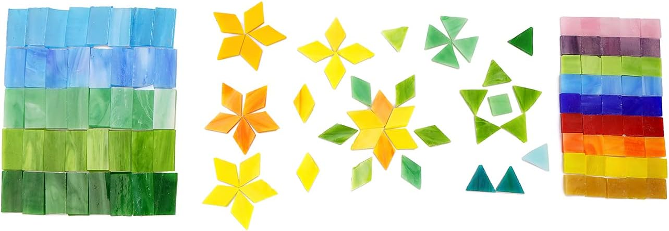 Lanyani 1600 Pieces/2.2 Pounds Vibrant Mixed Glass Mosaic Tiles for Crafts Cathedral Stained Glass Pieces - Assorted Colors and Shapes-Great Value Pack, Opaque&hellip;