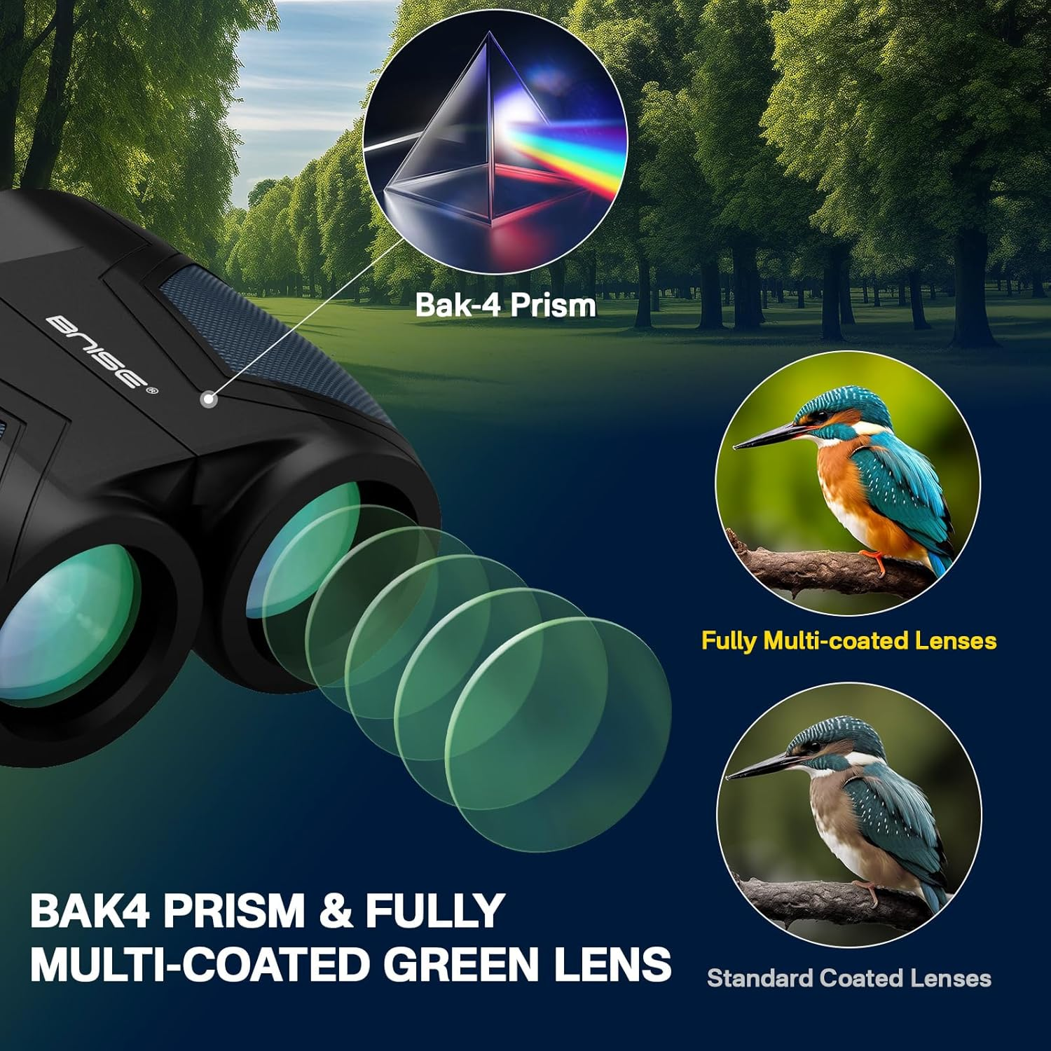 Compact Binoculars for Adults and Kids, 12X25 Small Binoculars with Low Light Vision for Bird Watching, Theater and Concerts, Hunting and Sport Games(Blue) - Grey image number 3