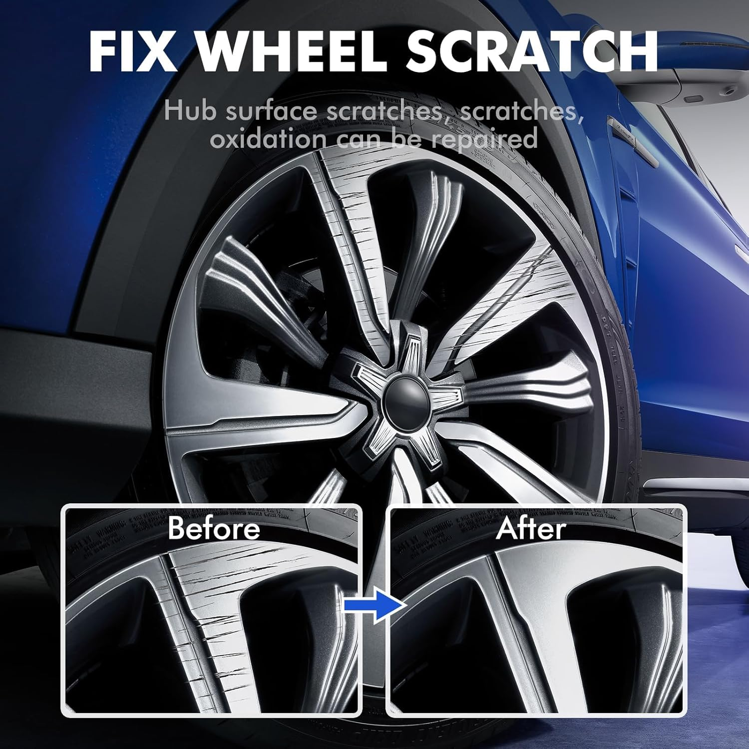 Matte Black Rim Touch up Paint, Rim Repair Kit Curb Rash, Wheel Touch up Paint for Quickly Fix Rim Scratches, Chips, Curb Rashes and Surface Damage image number 1