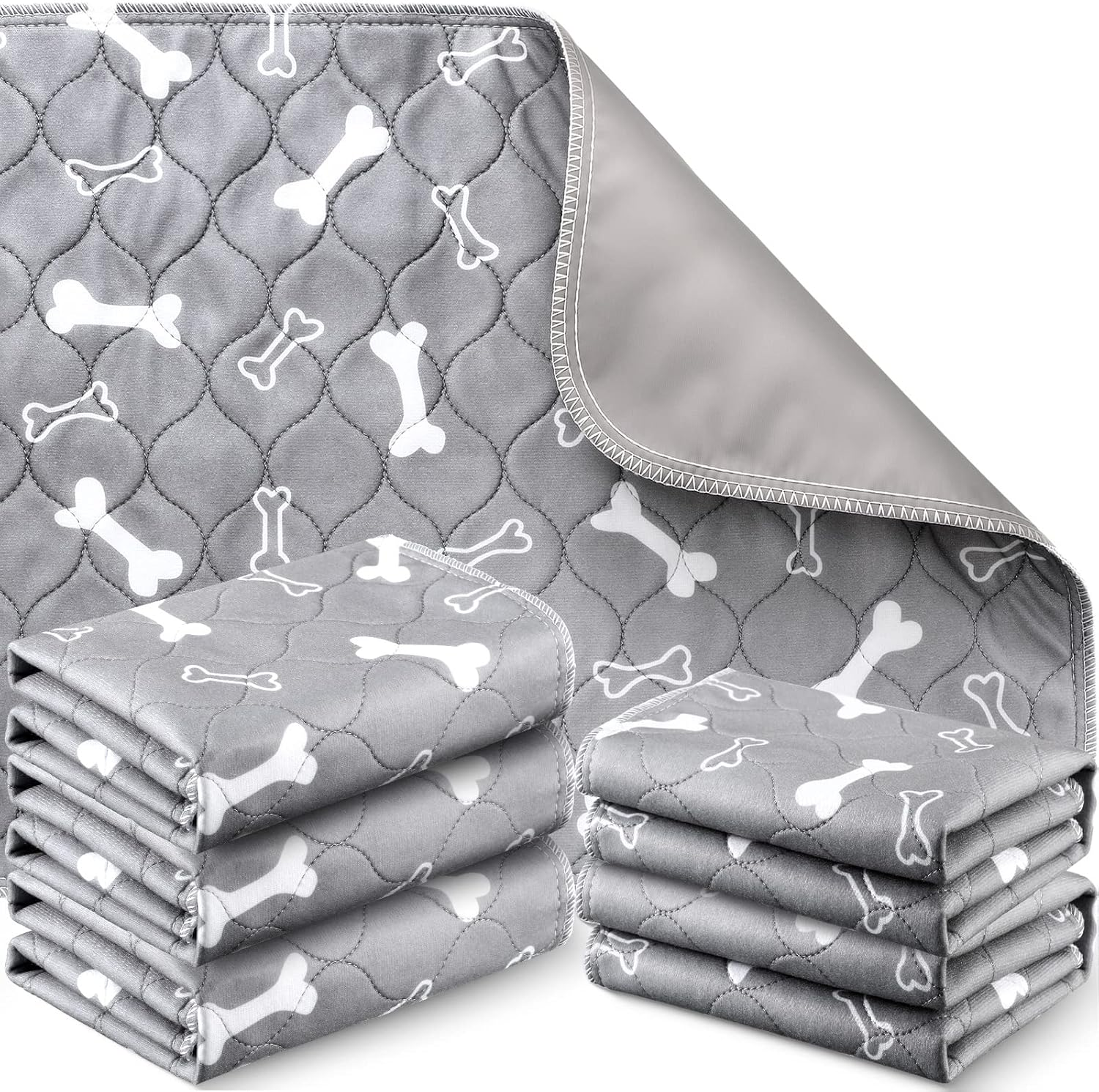 Namalu 6 Pieces Washable Pee Pads Reusable Pee Pads Absorbent Layered Waterproof Mat Cloth Whelping Pad Potty for Home Travel Crate Training Pad, Easy to Clean(Grey, 16 X 24 Inch) image number 1