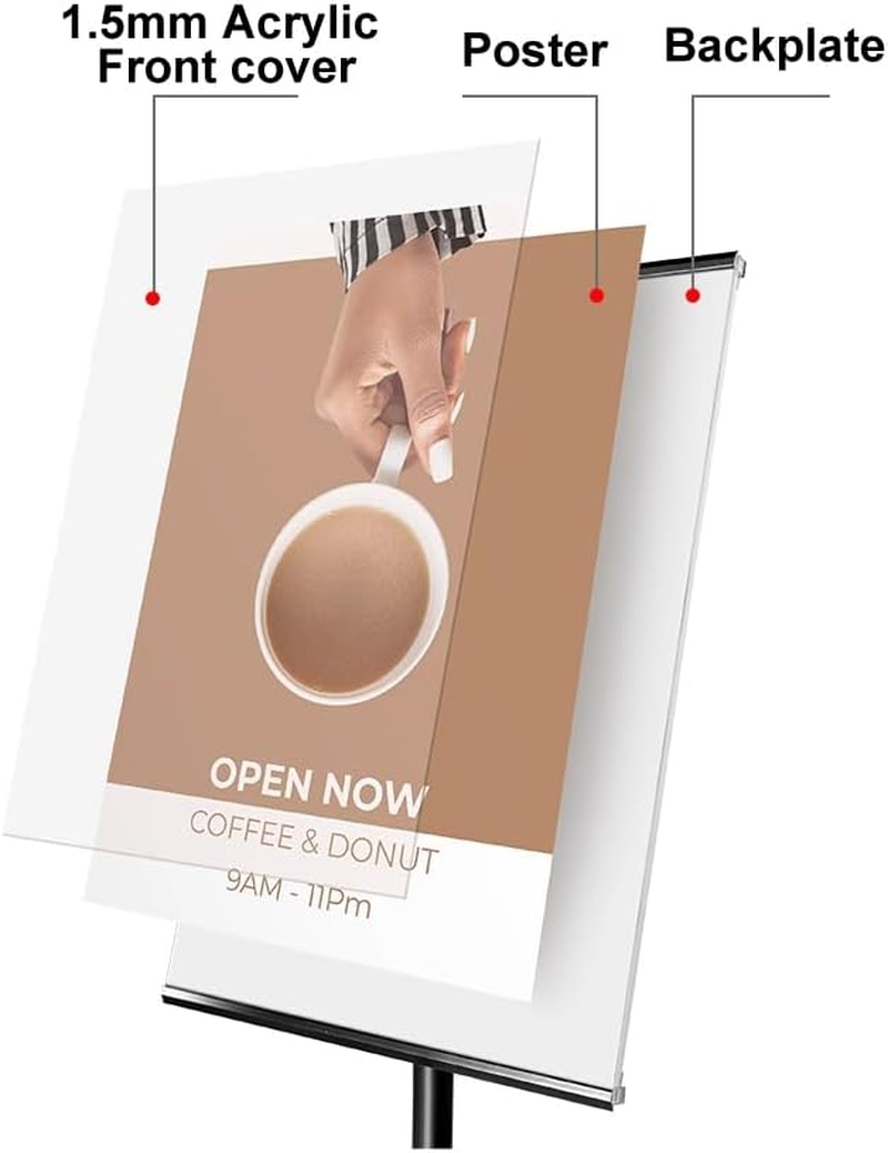 A3 A4 Premium Floor Poster Stand Business Menu Display Foyer Pedestal Sign Holde (BLACK, A4)