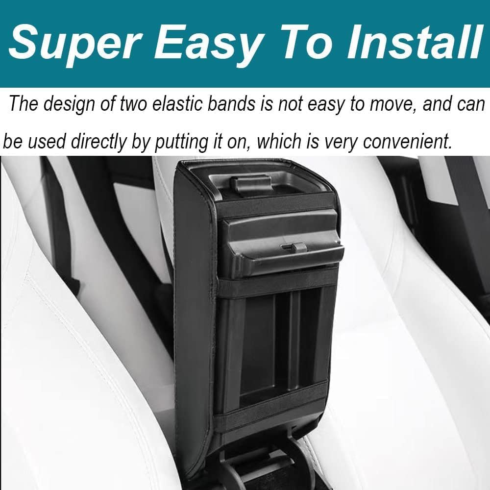 Armrest Cover Compatible for Tesla Model 3/Y Center Console Armrest Cover - Interior Accessories Leather Center Console Protector Pad for Model 3 2017-2024 or Model Y 2020-2024 (White) image number 5