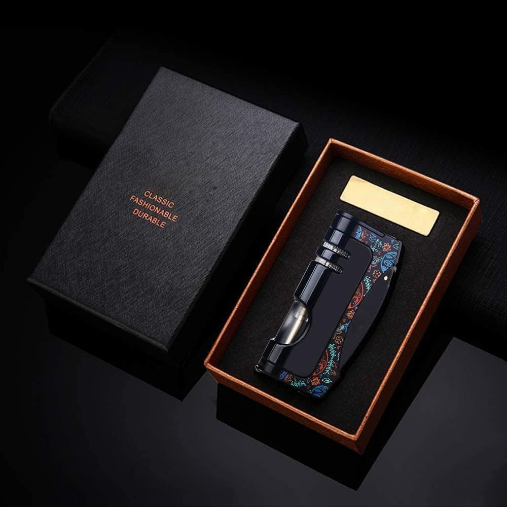 Pocket Torch Lighter, Adjustable Single Jet Blue Flame Butane Lighters Windproof Refillable Gas Lighters with Punch for Gift Grill Camping (Without Gas) image number 1