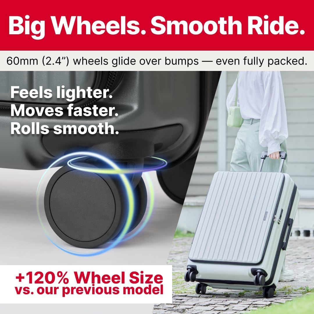 LEGEND WALKER LW 5524 Hardshell Expansion Front-Openning, USB Port,Cup-Holder Spinner Luggage, White, 26 Inch, Central Hardside Expandable Luggage with Spinner Wheels image number 3