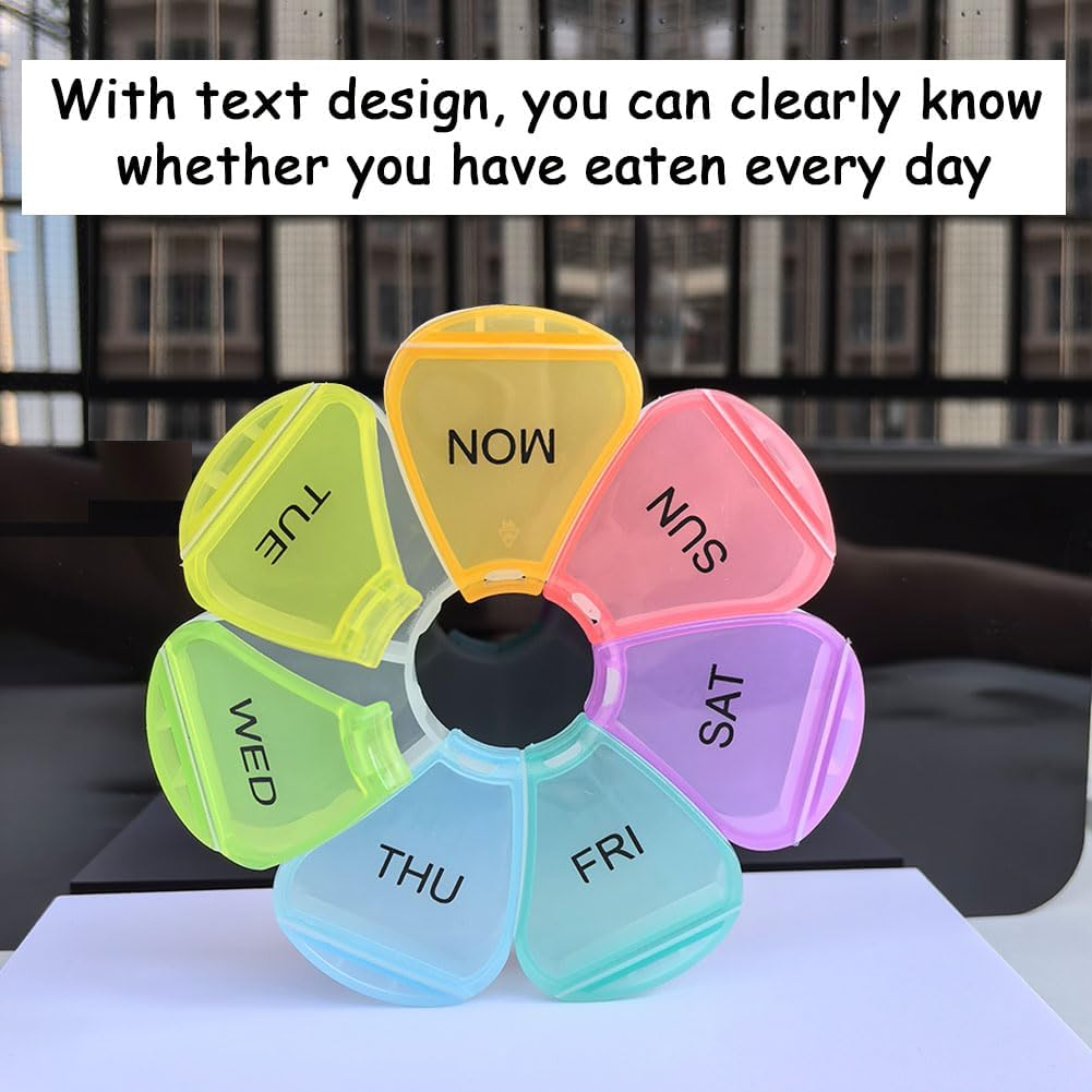 Pill Organizer, Weekly Pill Organizer, Pill Box, Medicine Organizer, Pill Case, Pill Container, Pill Box 7 Day, Pill Holder, Travel Pill Case (Colorful) - 2Pcs Colorful image number 6