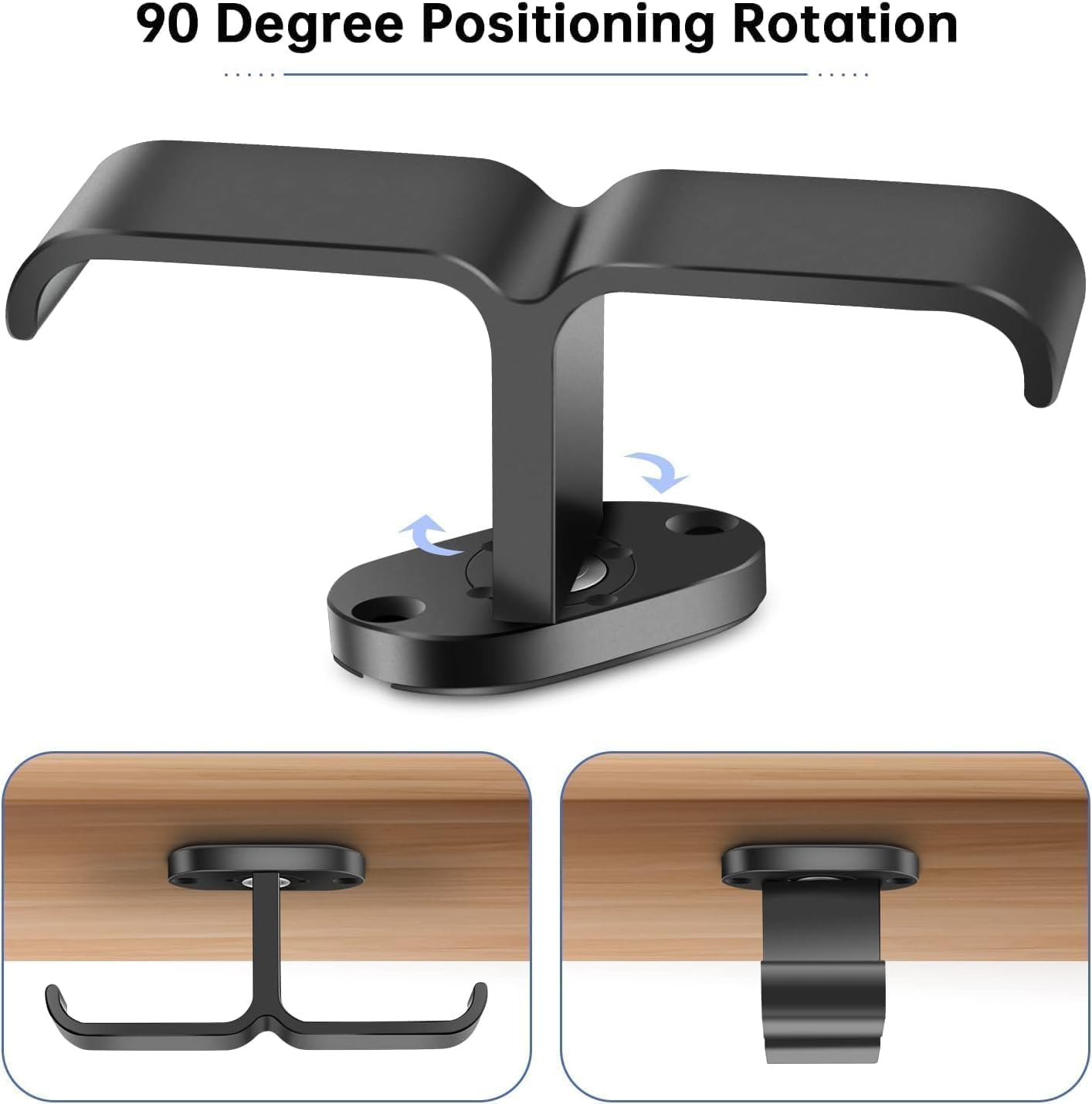 Fokmuaex under Desk Headphone Hook - Heavy Duty Dual Headset Stand with Adhesive & Screw Mounting, Space Saving Organizer for Gaming Headphones in Home Office/Gaming Cafe（1 Pcs） image number 4