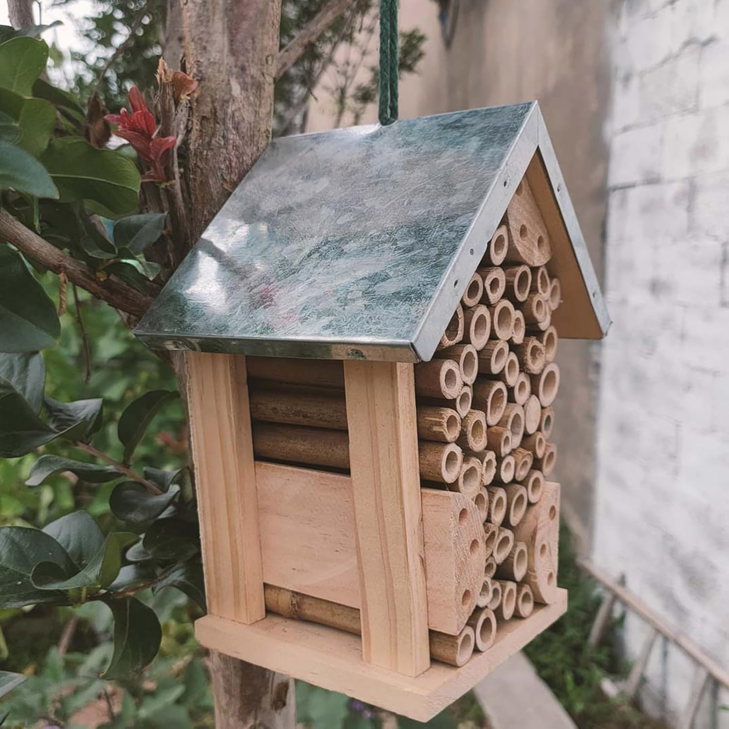 Wooden Ladybug Shelter - Nesting Box, Carpenter Bee Haven, Garden Bee Nest, Native Bee House, Decorative Habitat Shelter | Natural Pollinator Shelter Nesting Box for Ladybugs Lacewings, Outdoor Garden image number 2