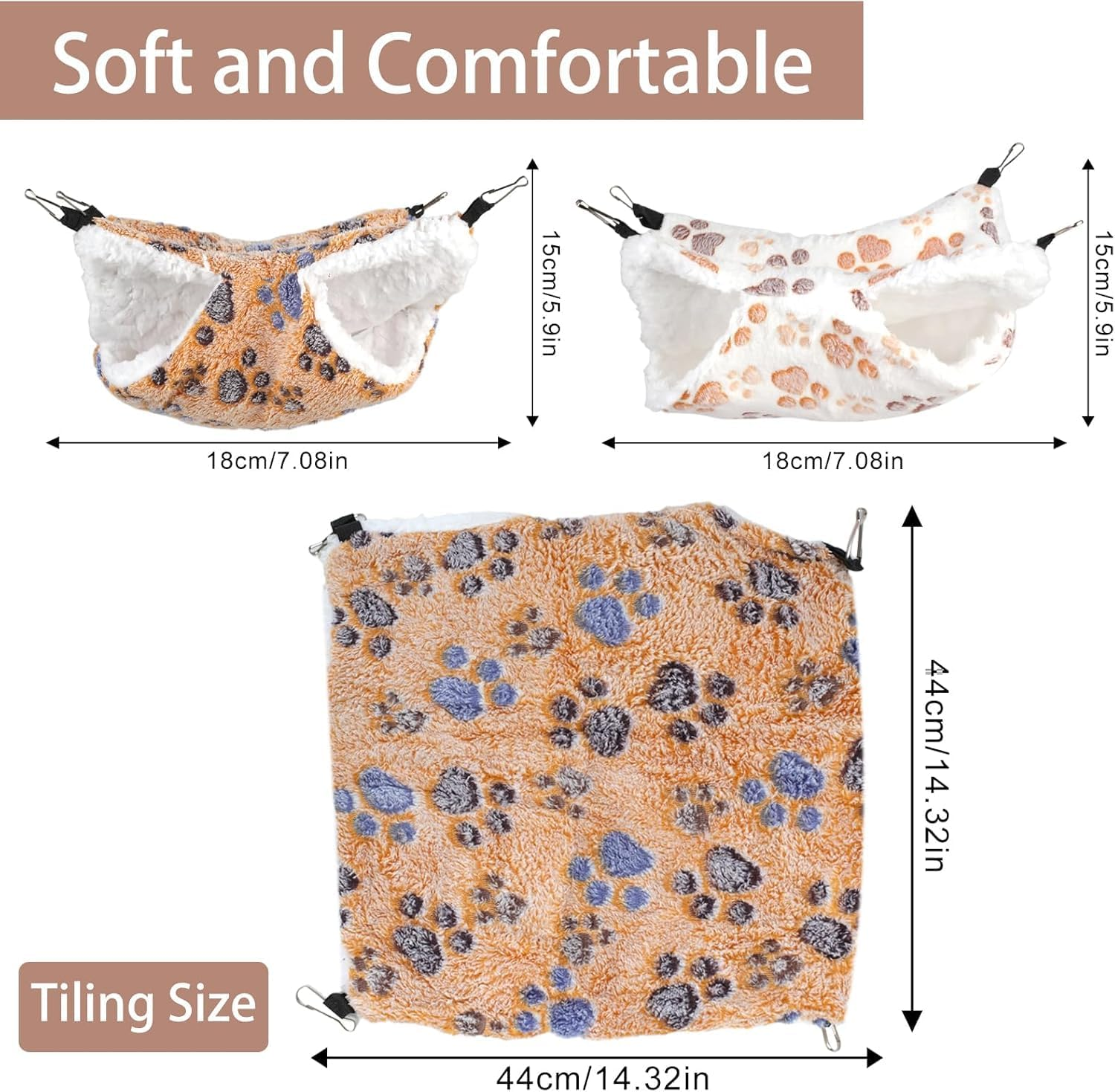 Double-Layer Pet Cage Hammock for Small Animals, 2 Pack Double-Layer Pet Cage Hammock, 2-Layer Soft and Fluffy Guinea Pig Hanging Bed,Soft Fluffy Hanging Bed for Guinea Pigs, Rats, Hamsters image number 1