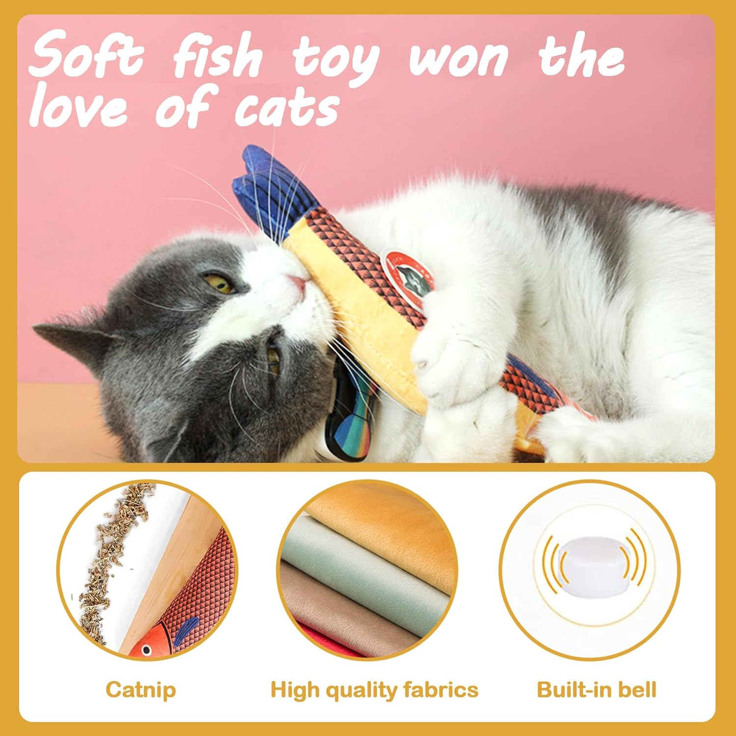 Catnip Toys Cat Fish Plush Toys, Cats Chew Toys for Indoor Kitten Kitty, Cat Interactive Toys Cat Teething Chew Toy Bite Resistant image number 1