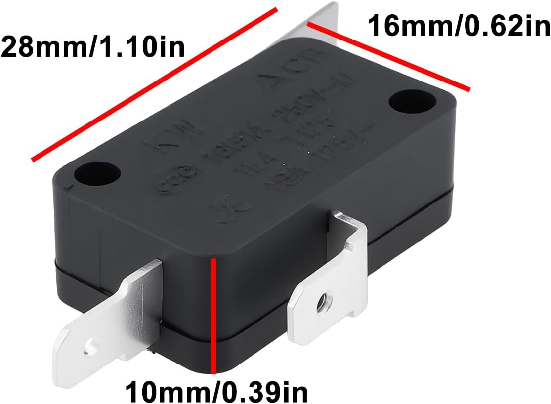 Ecsing 2Pcs Micro Switch Snap Action Switch 2Pin SPST NC 15A 250V V7-6C37E9-036 Compatible with Honeywell image number 2