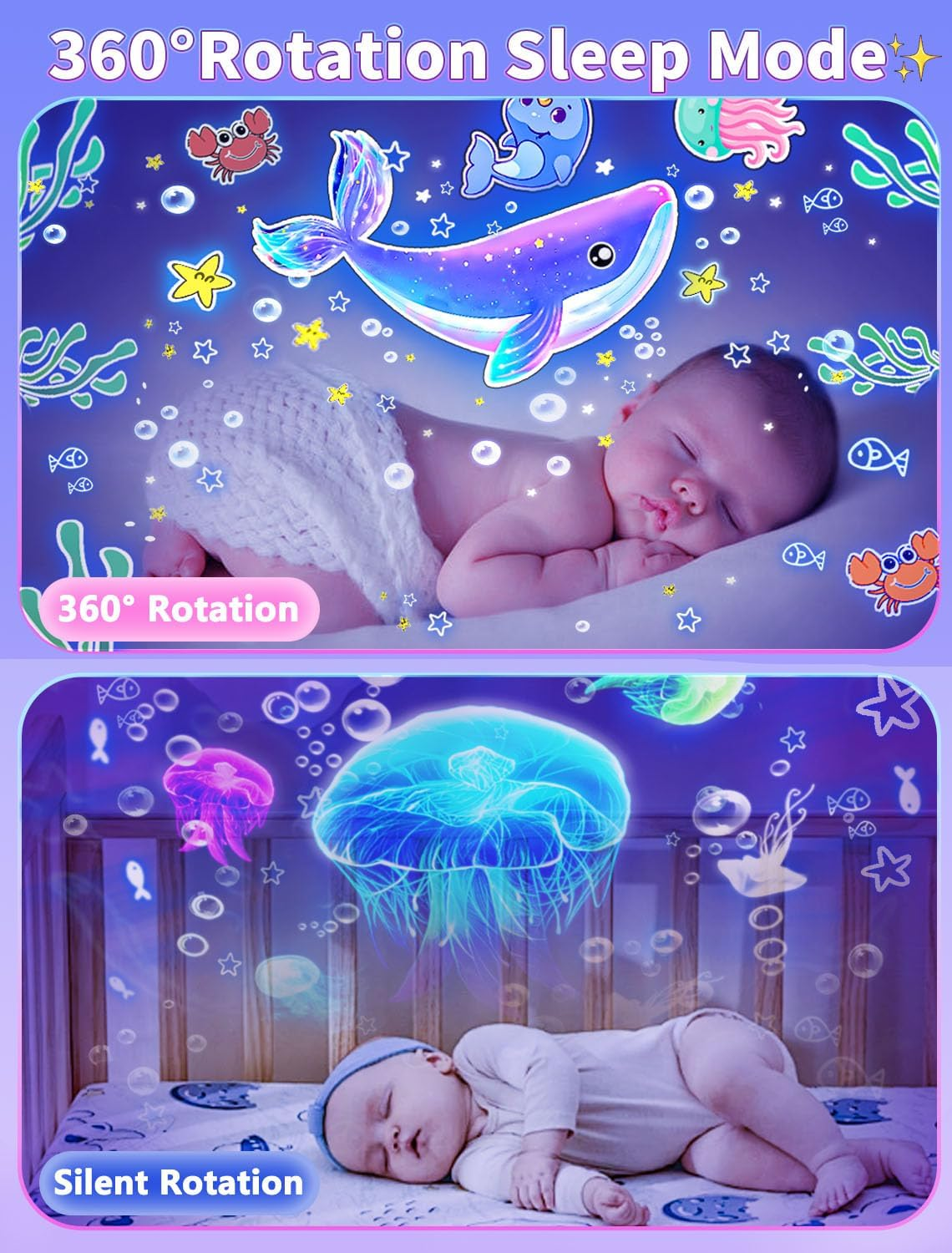 Projector Night Light for Kids + 21 Sets of Films, Night Light Projector for Bedroom, Ceiling, Kids Star Galaxy Projector with 360&deg; Rotation for Baby Girl Boy, Birthday, Christmas, Nursery, Room Decor image number 6