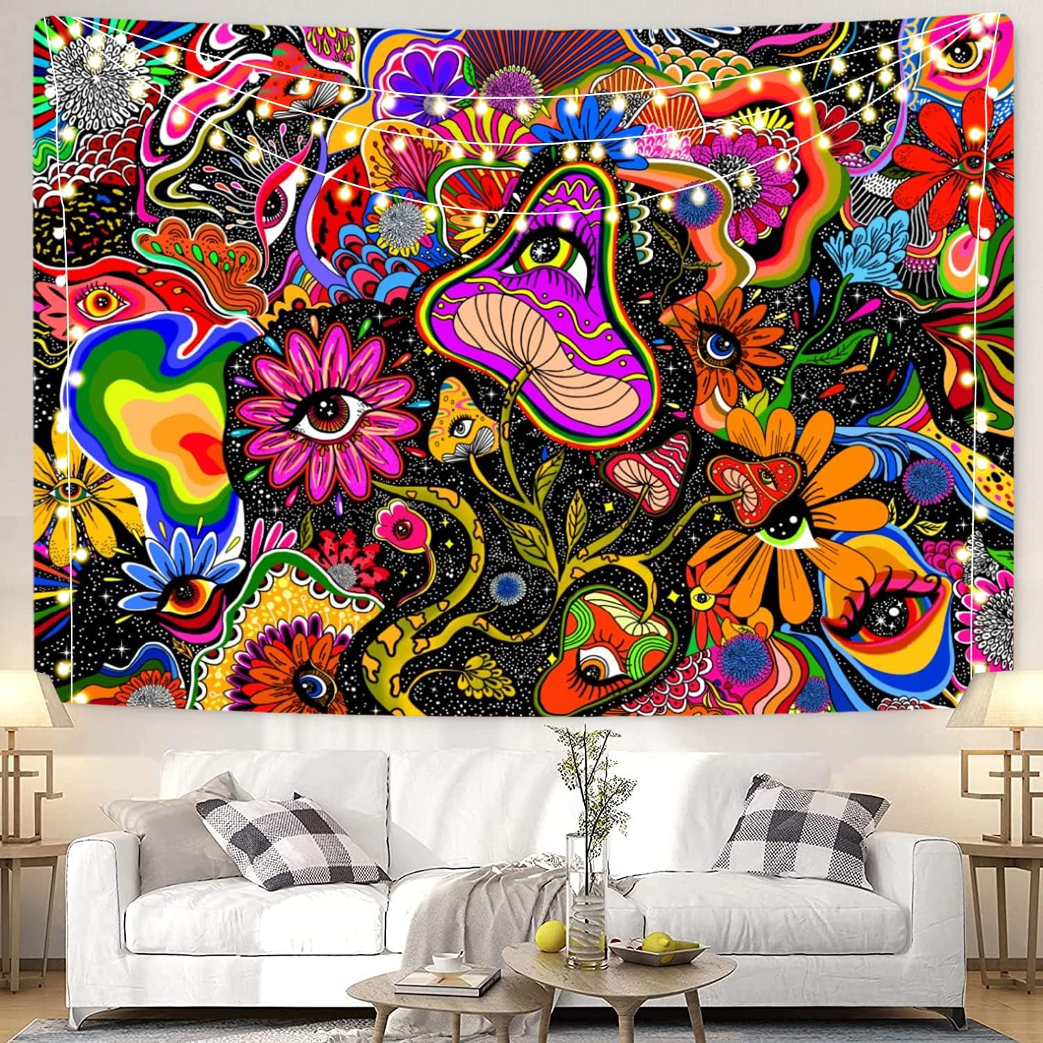 Meagtlva Jellyfish Tapestry,Trippytapestry,Weed Tapestry for Bedroom Aesthetic Hanging Tapestry Backdrop Wall Blanket Living Room Dorm (150X130Cm, Jellyfish Mushroom)