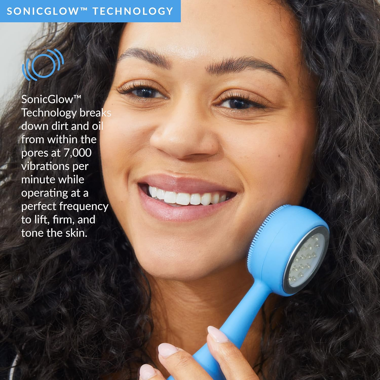 PMD Clean Acne - Smart Facial Cleansing Device with Silicone Brush & Acne-Fighting Blue Light Therapy Treatment - Waterproof - Sonicglow Vibration Technology - Clear Pores, Blackheads, and Acne image number 4